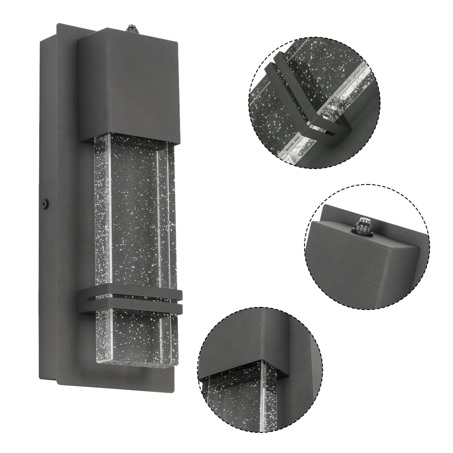 1-Light Textured Black not Motion Sensing Dusk to DaWn Outdoor HardWired Wall Lantern Sconce With LED