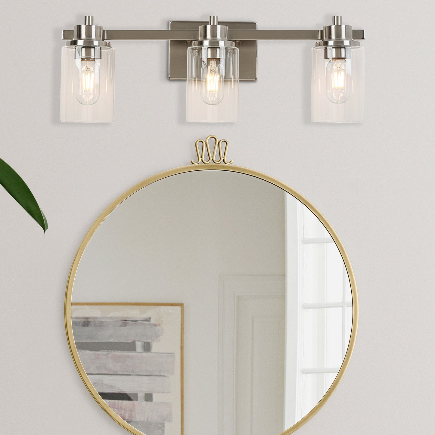 23-in 3-Light Brushed Nickel Led, Modern/Contemporary Vanity Light
