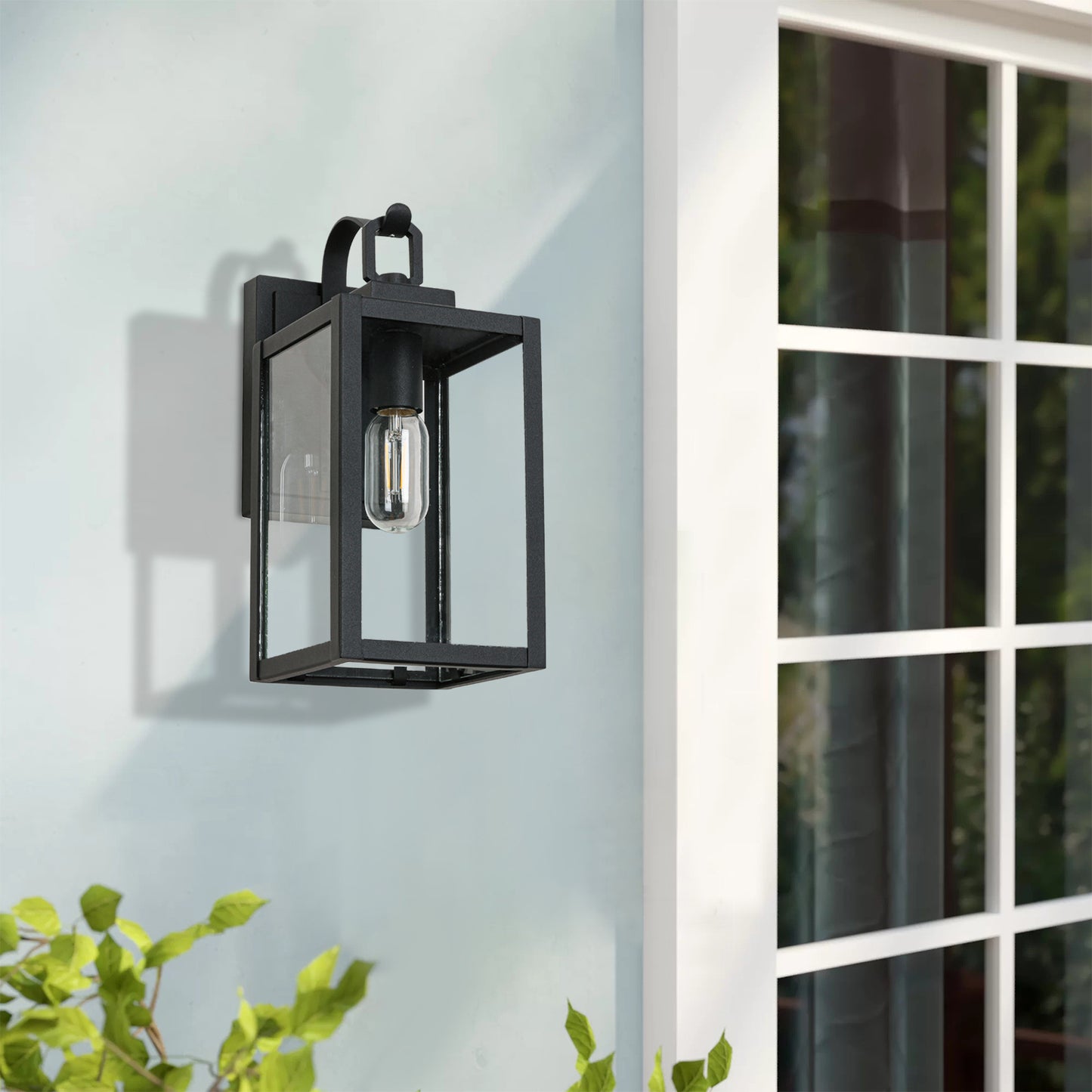 " 1-Light Matte Black Sensing Outdoor Hardwired Wall Sconce with No Bulb Included"