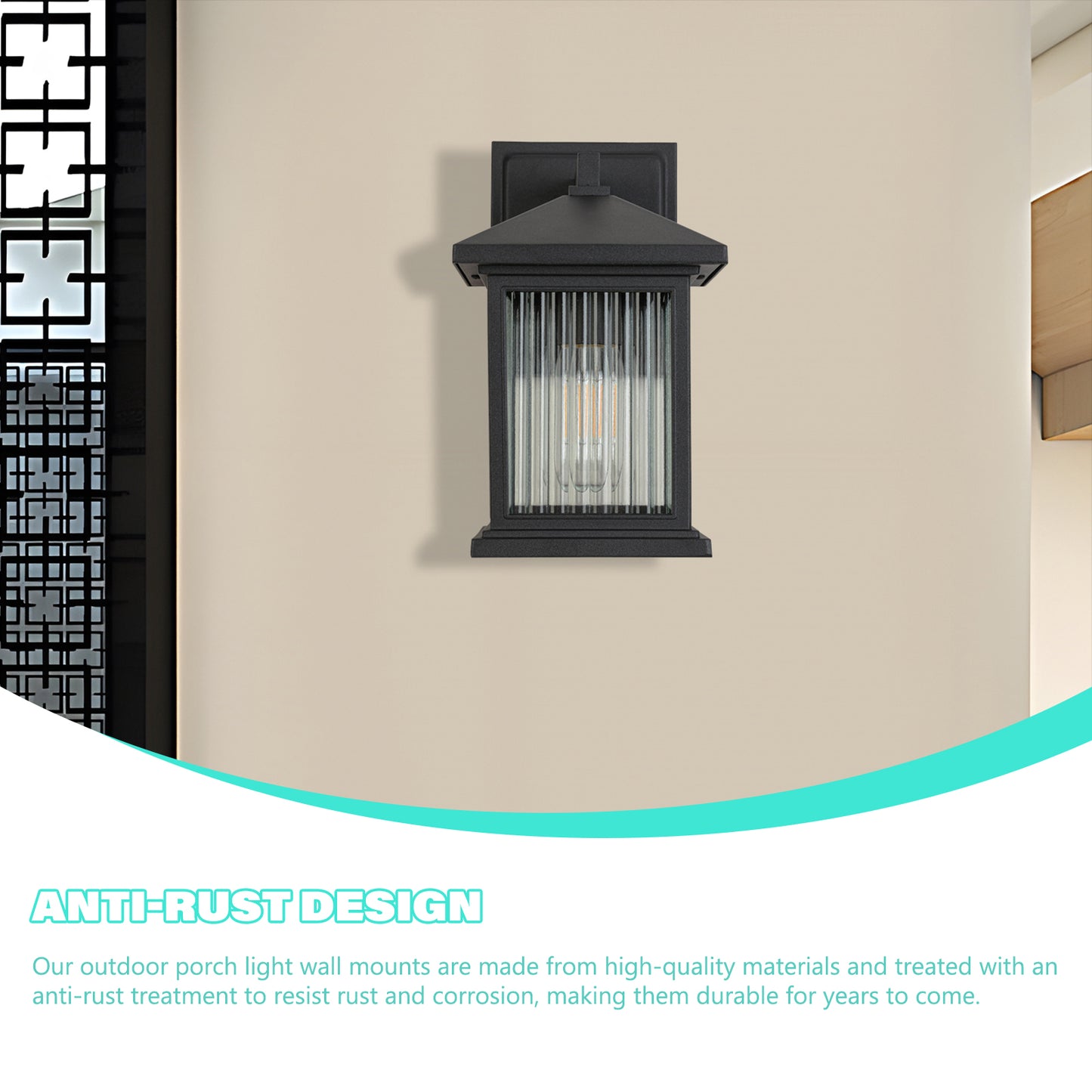 1-Light Black not Motion Sensing Outdoor HardWired Wall Lantern Sconce with No Bulbs Included