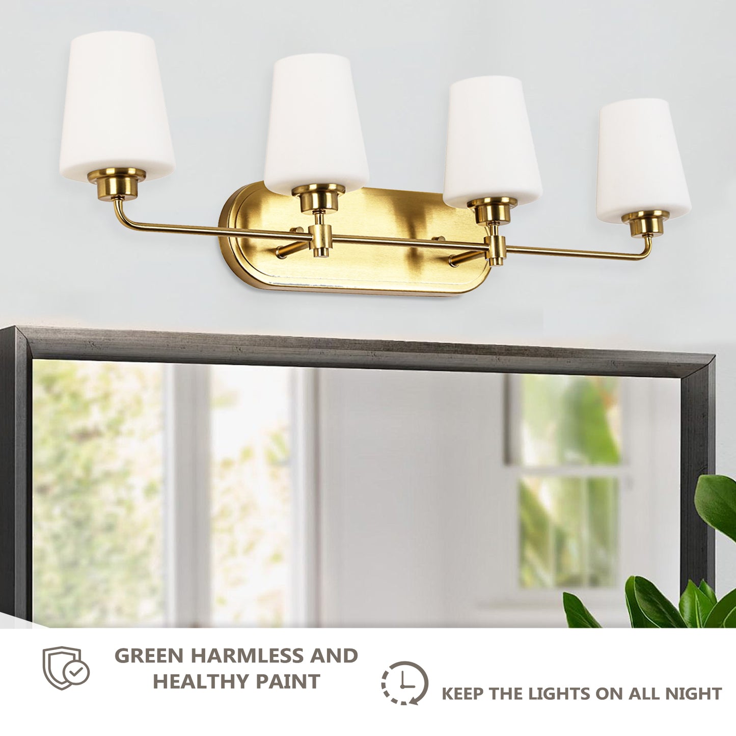 4-Light White Plus Gold Bathroom Vanity Light with Shade