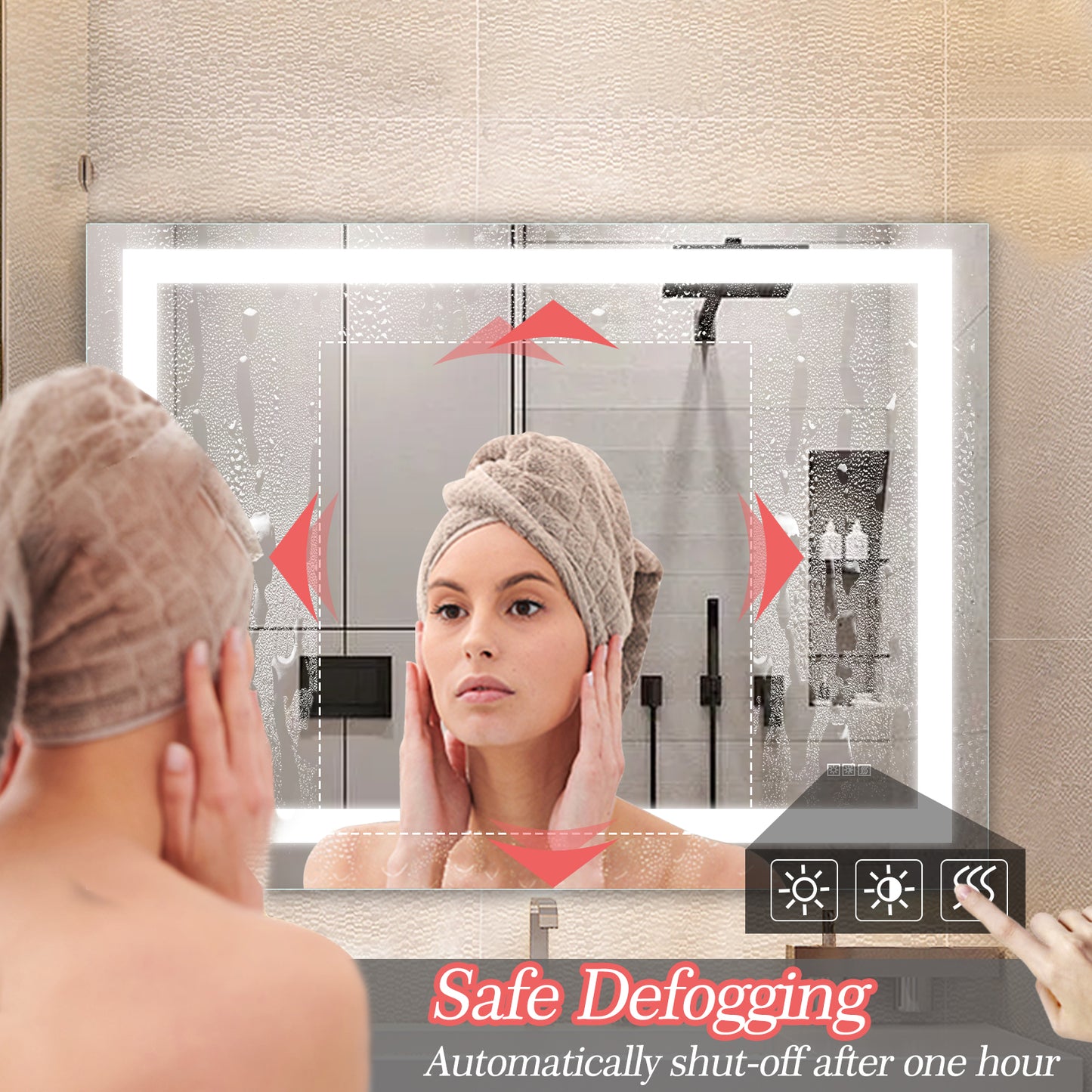 48" x 36" LED Bathroom Mirror with Anti-Fog and Touch Sensor – Modern Frameless Lighted Wall Mirror for Bathroom Vanity, Shower Room, or Dressing Area