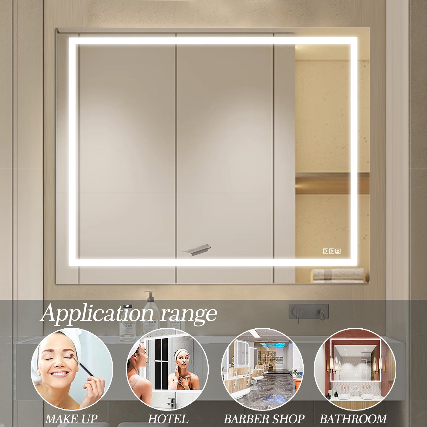 48" x 36" LED Bathroom Mirror with Anti-Fog and Touch Sensor – Modern Frameless Lighted Wall Mirror for Bathroom Vanity, Shower Room, or Dressing Area
