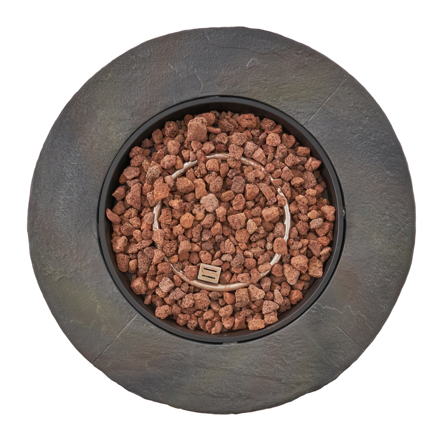 Outdoor 35" Lightweight Concrete Round Propane Fire Pit - 40,000 BTU, Natural Stone (Tank Inside)