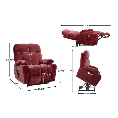 Liyasi Dual OKIN Motor Power Lift Recliner Chair for Elderly Infinite Position Lay Flat 180° Recliner with Heat Massage