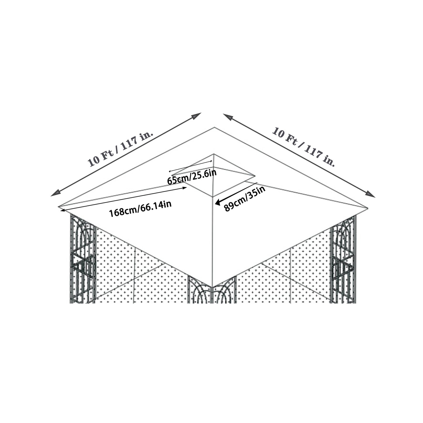 10x10 Ft Patio Double Roof Gazebo Replacement Canopy Top Fabric,Brown