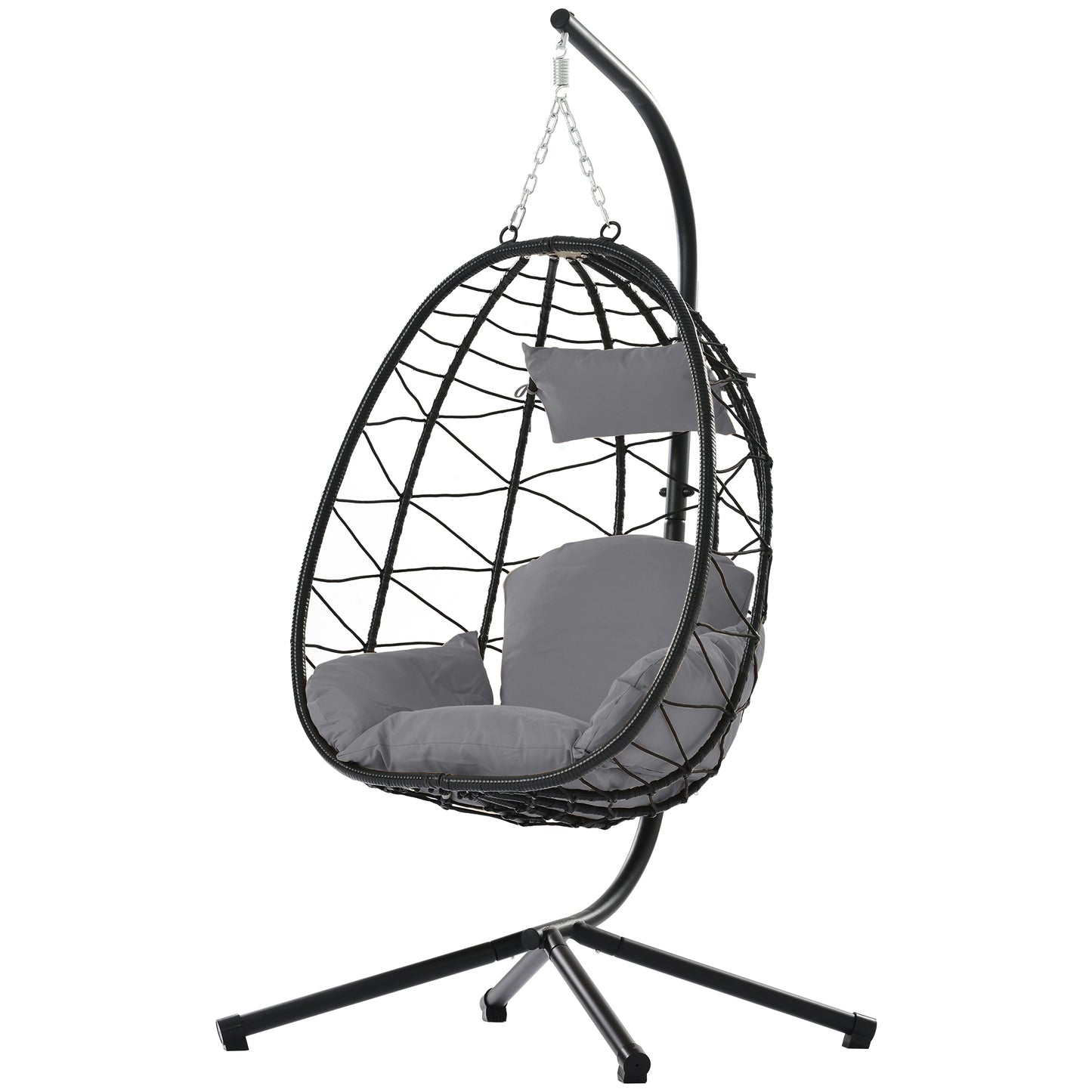 Egg Chair with Stand Indoor Outdoor Swing Chair Patio Wicker Hanging Egg Chair Hanging Basket Chair Hammock Chair with Stand for Bedroom Living Room Balcony