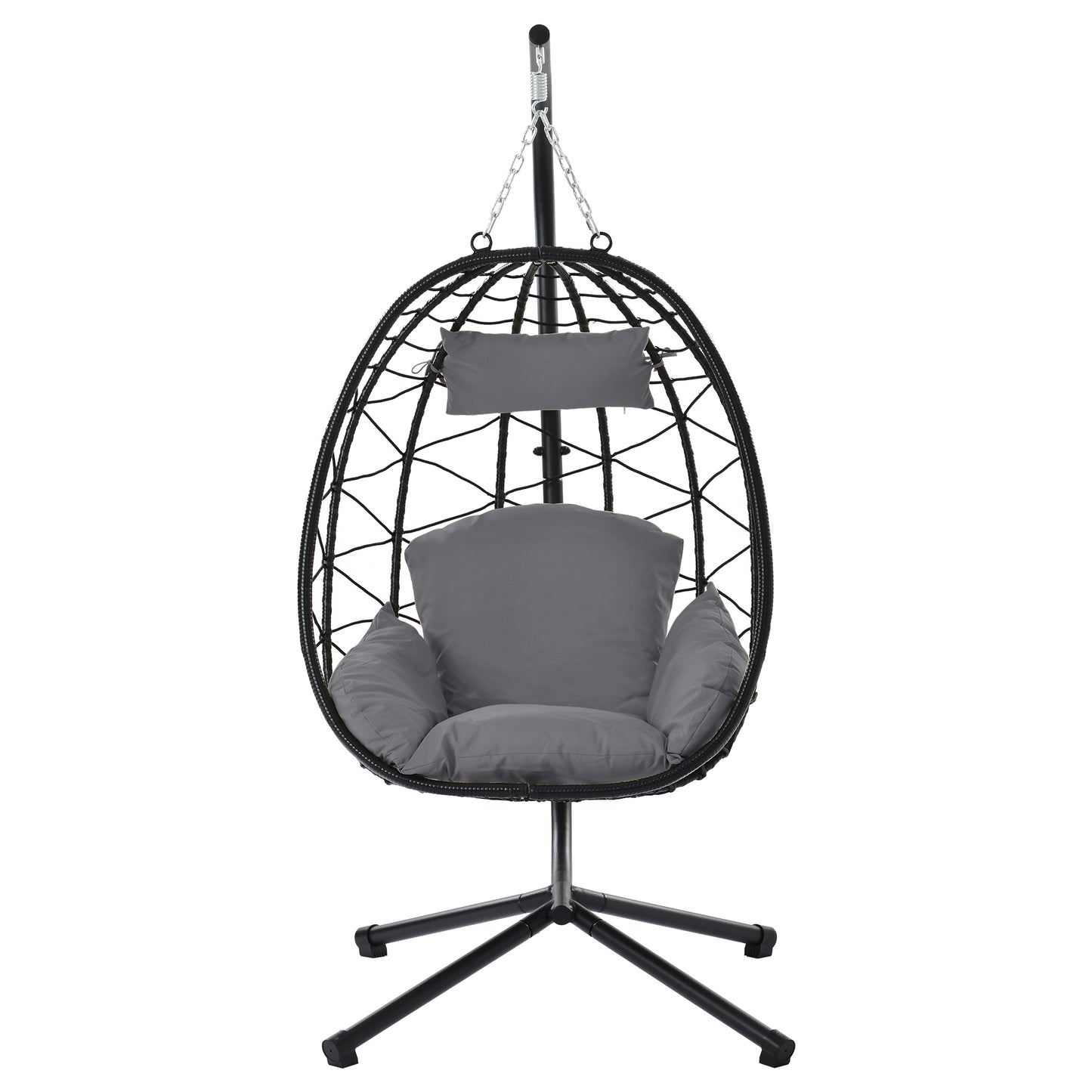 Egg Chair with Stand Indoor Outdoor Swing Chair Patio Wicker Hanging Egg Chair Hanging Basket Chair Hammock Chair with Stand for Bedroom Living Room Balcony