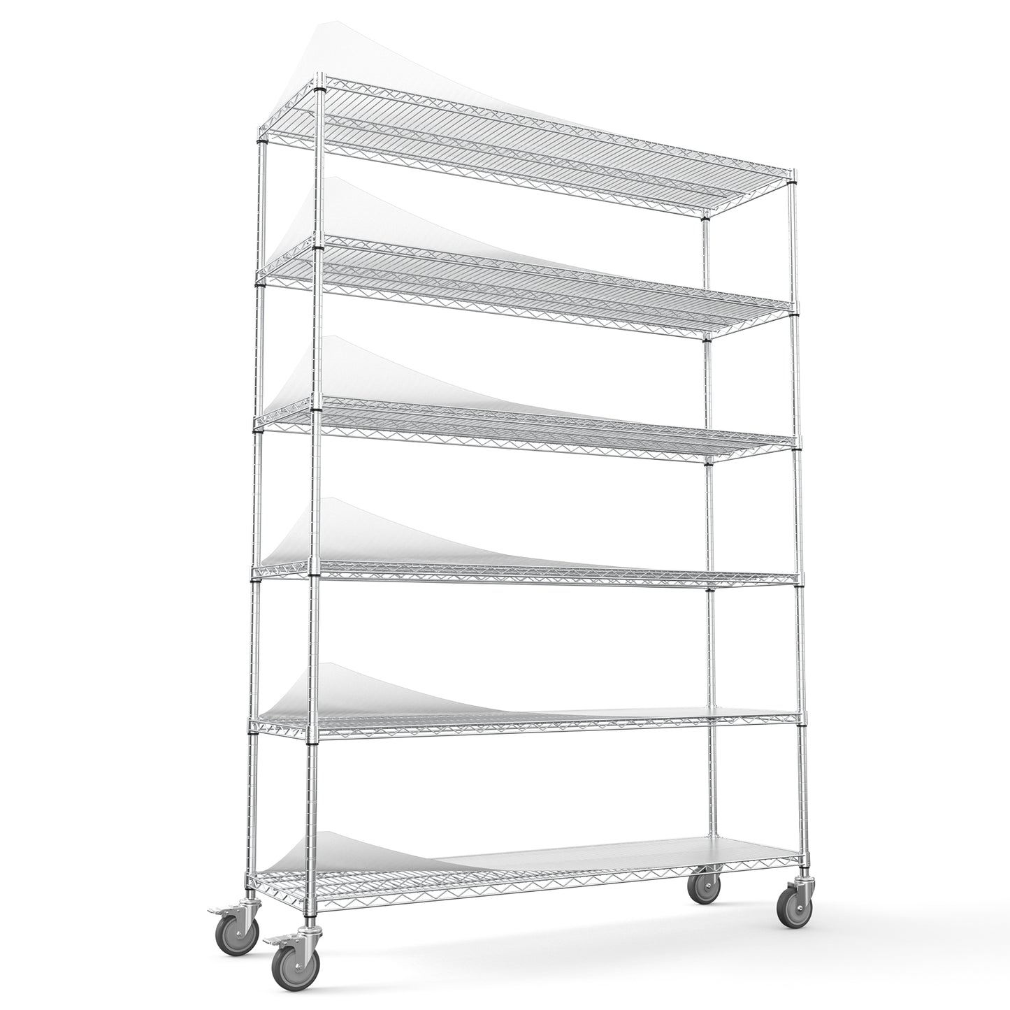 6 Tier Wire Shelving Unit, 6000 LBS NSF Height Adjustable Metal Garage Storage Shelves with Wheels, Heavy Duty Storage Wire Rack Metal Shelves - Chrome