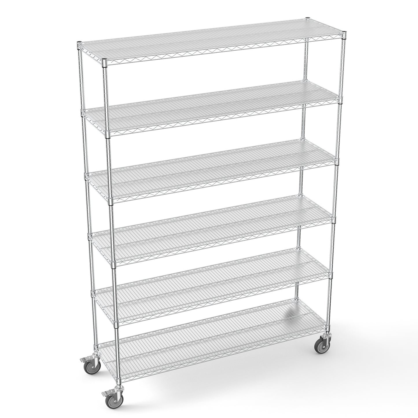 6 Tier Wire Shelving Unit, 6000 LBS NSF Height Adjustable Metal Garage Storage Shelves with Wheels, Heavy Duty Storage Wire Rack Metal Shelves - Chrome