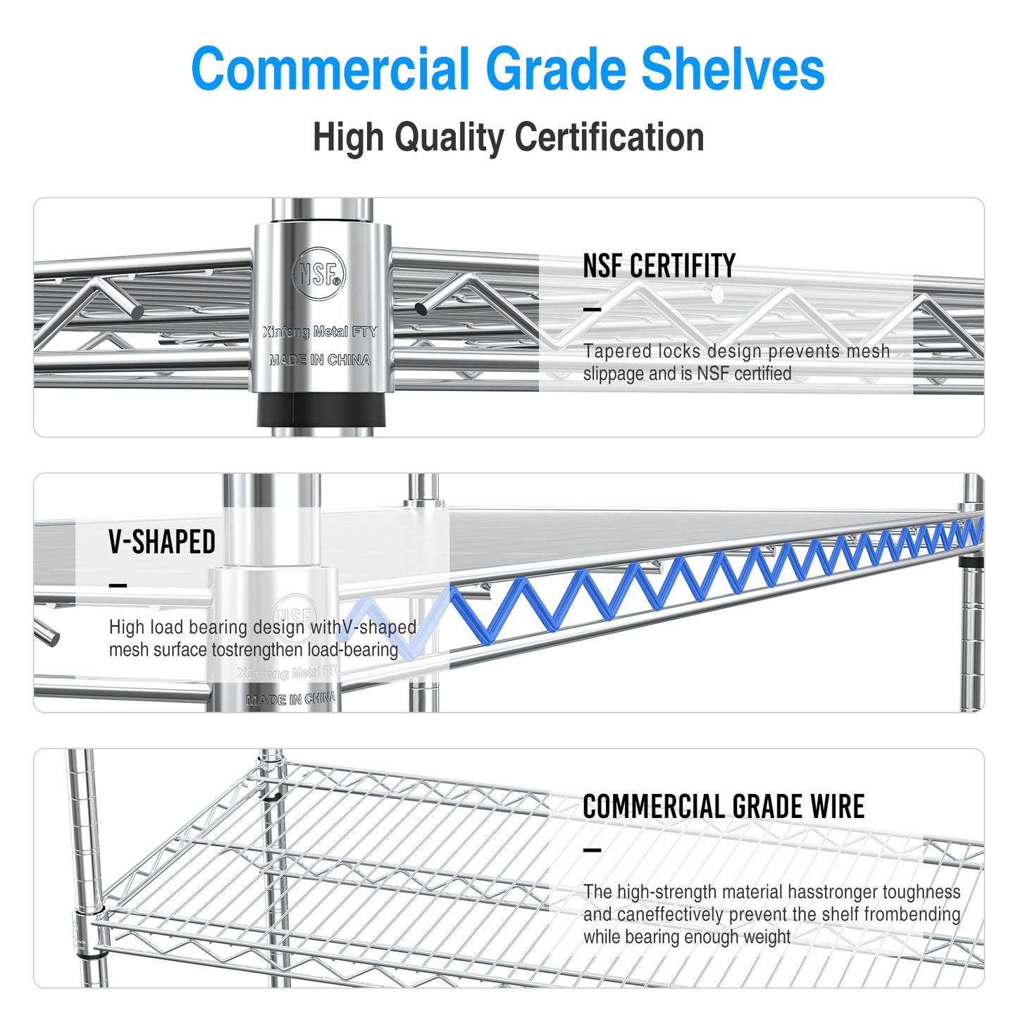 6 Tier Wire Shelving Unit, 6000 LBS NSF Height Adjustable Metal Garage Storage Shelves with Wheels, Heavy Duty Storage Wire Rack Metal Shelves - Chrome