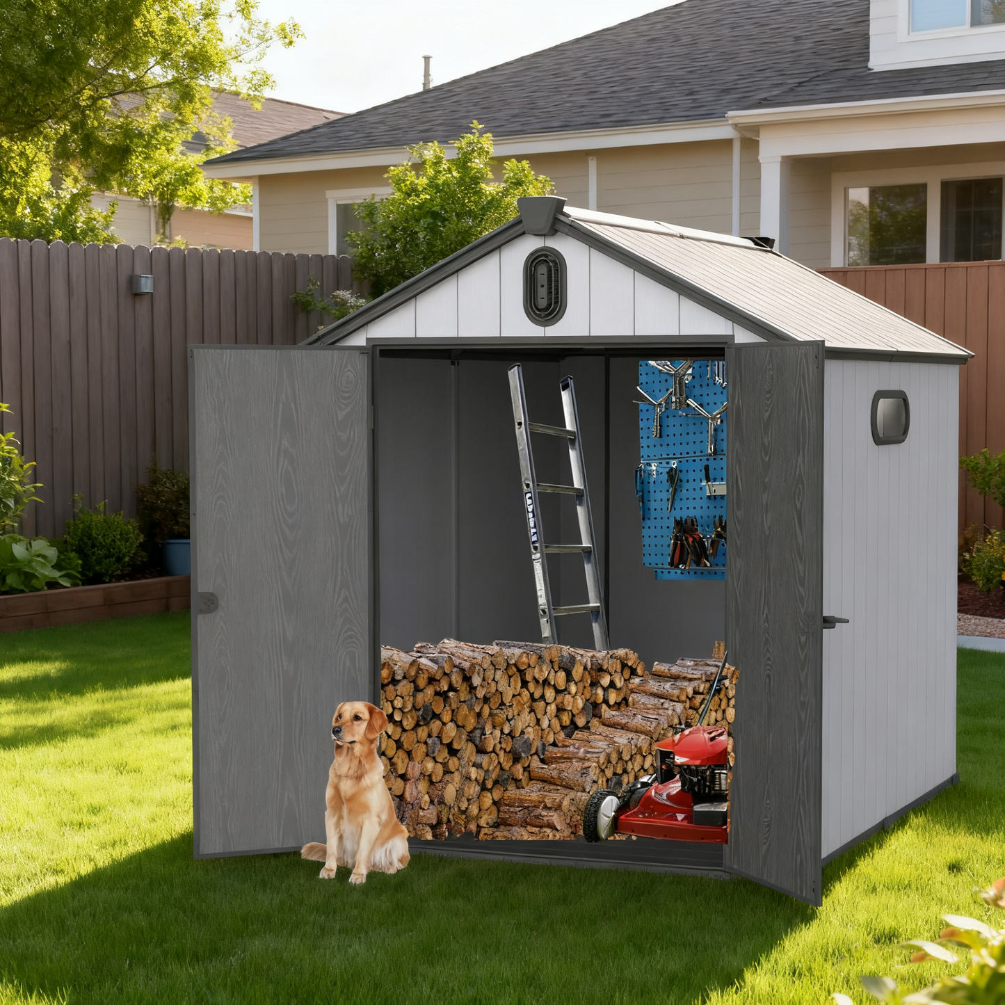 6*8ft resin plastic storage shed for backyard garden big spire Tool storage