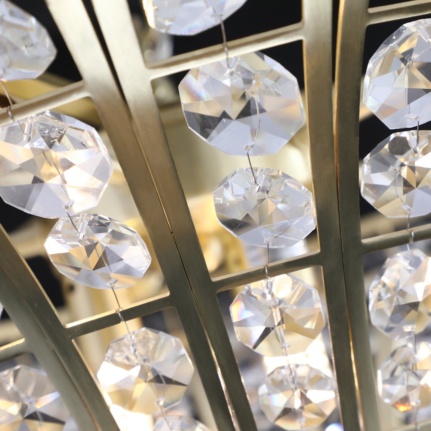 24" Modern Crystal Round Chandelier with Gold Finish, Elegant Pendant Light with Cascading Beads, for Dining Room, Living Room, or Foyer (No Bulbs)