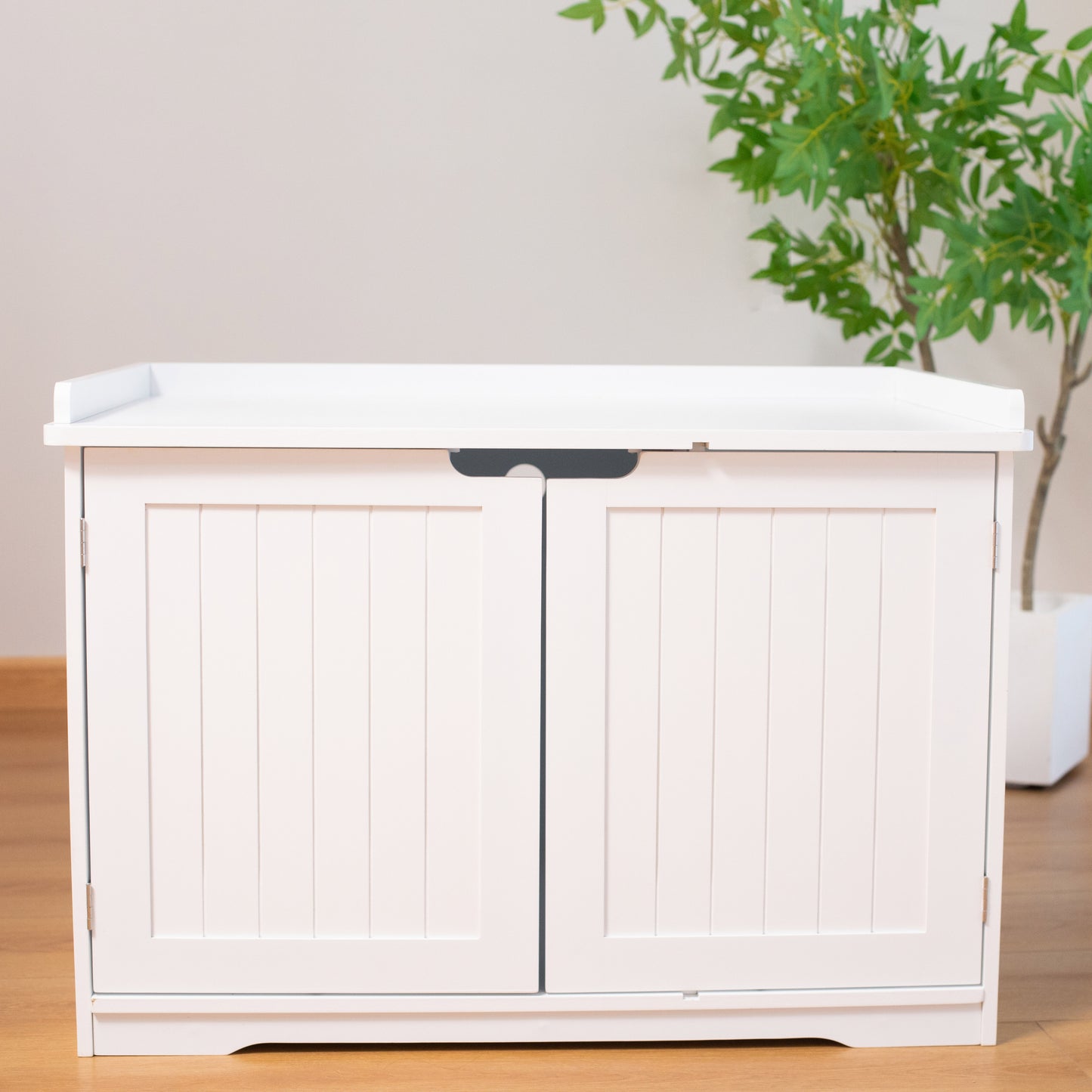 30"Litter box shell, hidden litter box furniture cabinet, indoor cat room side table, large pet box bedside table, litter box toilet, indoor kennel (white)