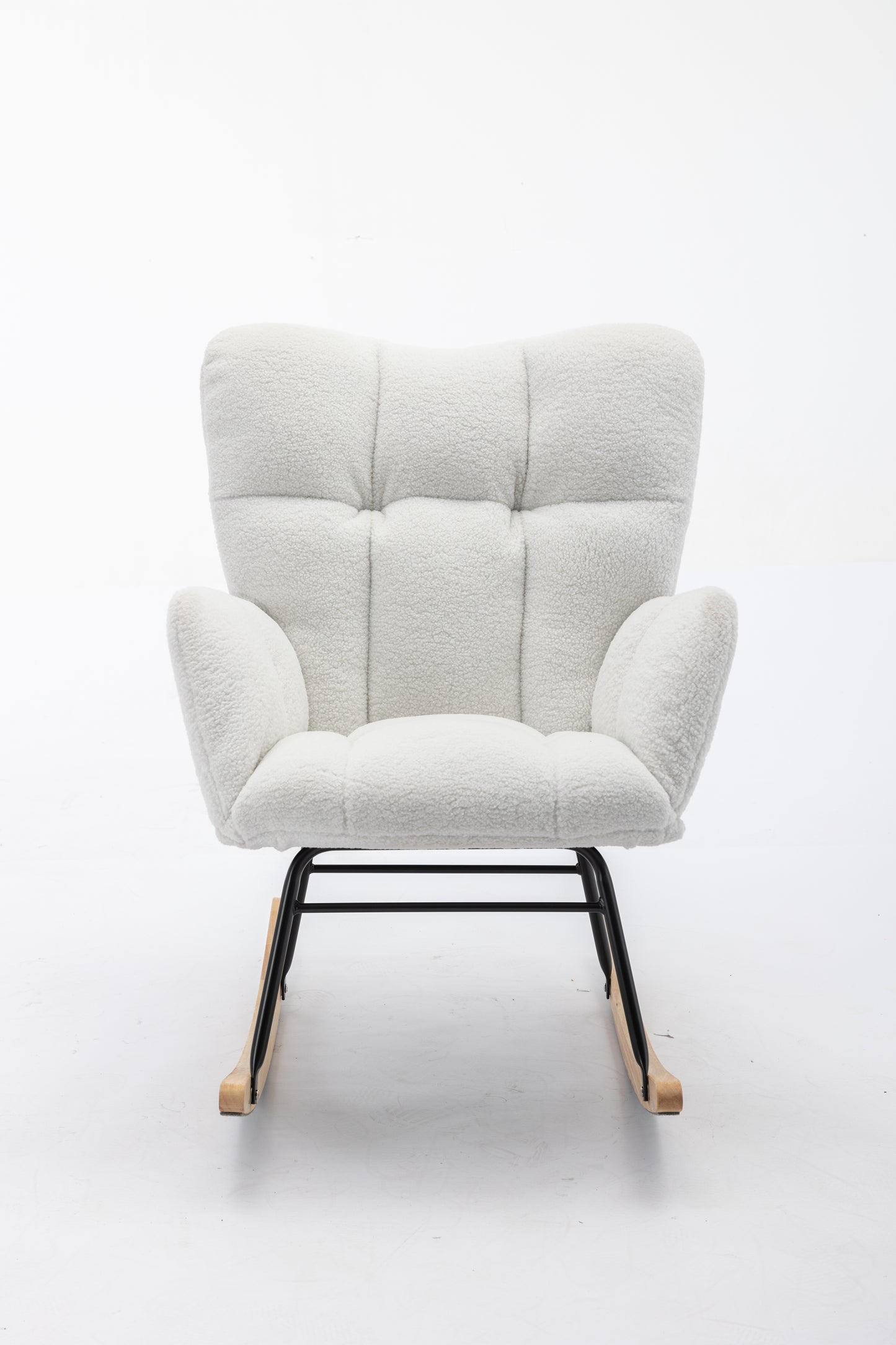 050-Teddy Fabric Rocking Gilder Nursery Chair For Living Room Indoor,Ivory
