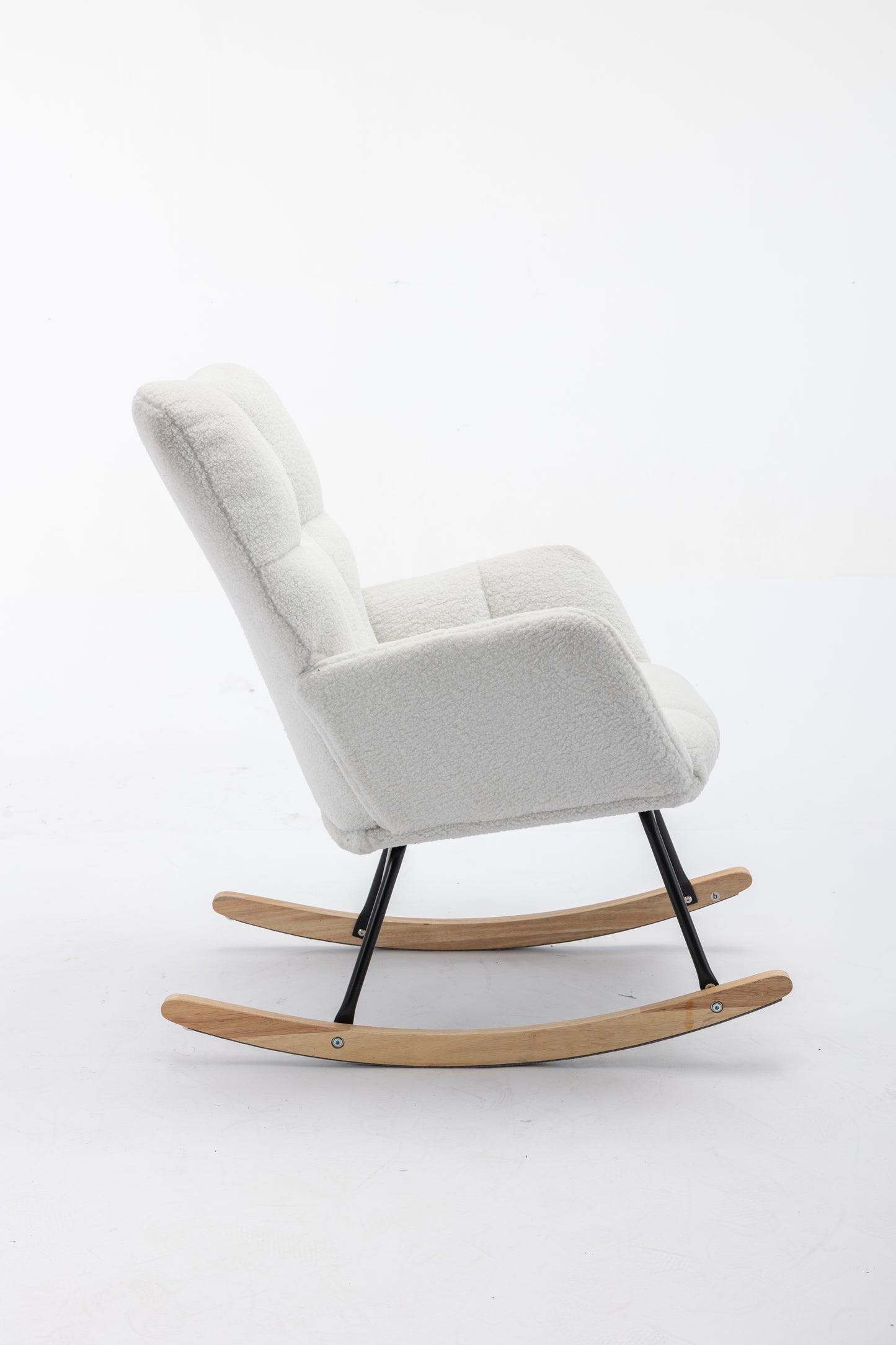 050-Teddy Fabric Rocking Gilder Nursery Chair For Living Room Indoor,Ivory