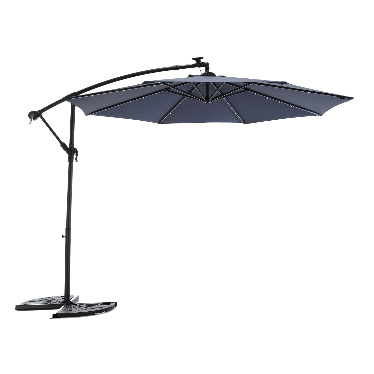 10ft Solar LED Offset Hanging Market Patio Umbrella