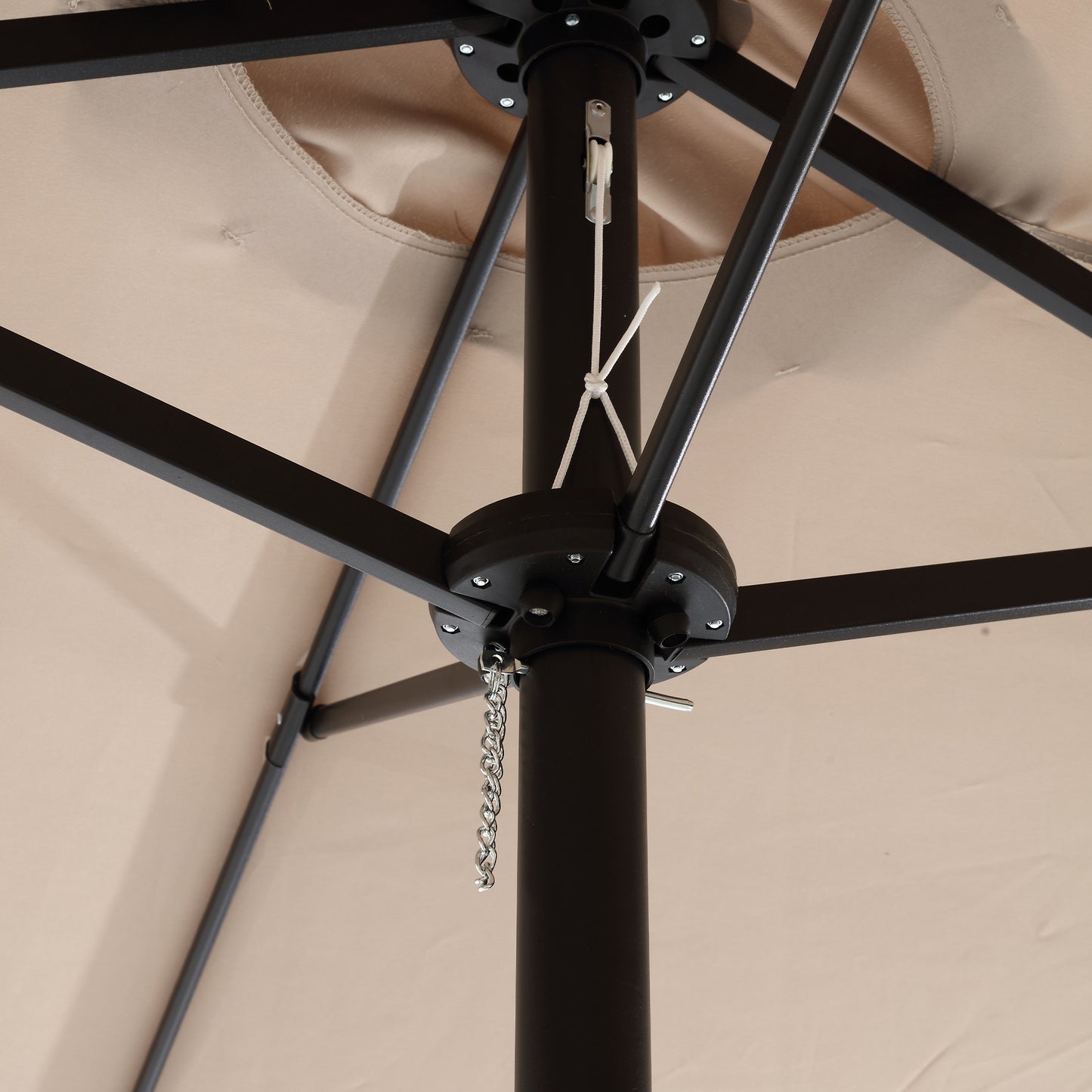 14.8 Ft Double Sided Outdoor Umbrella Rectangular Large with Crank ( khaki )