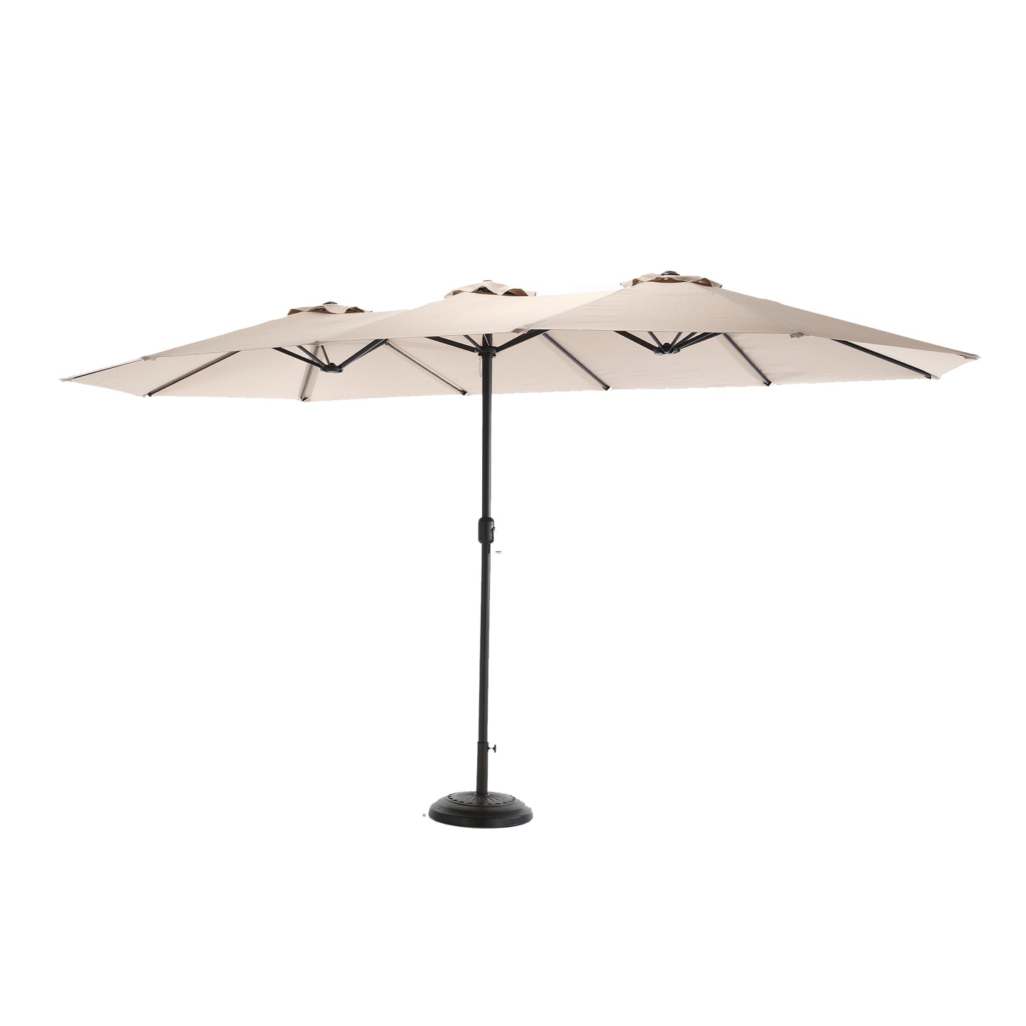 14.8 Ft Double Sided Outdoor Umbrella Rectangular Large with Crank ( khaki )