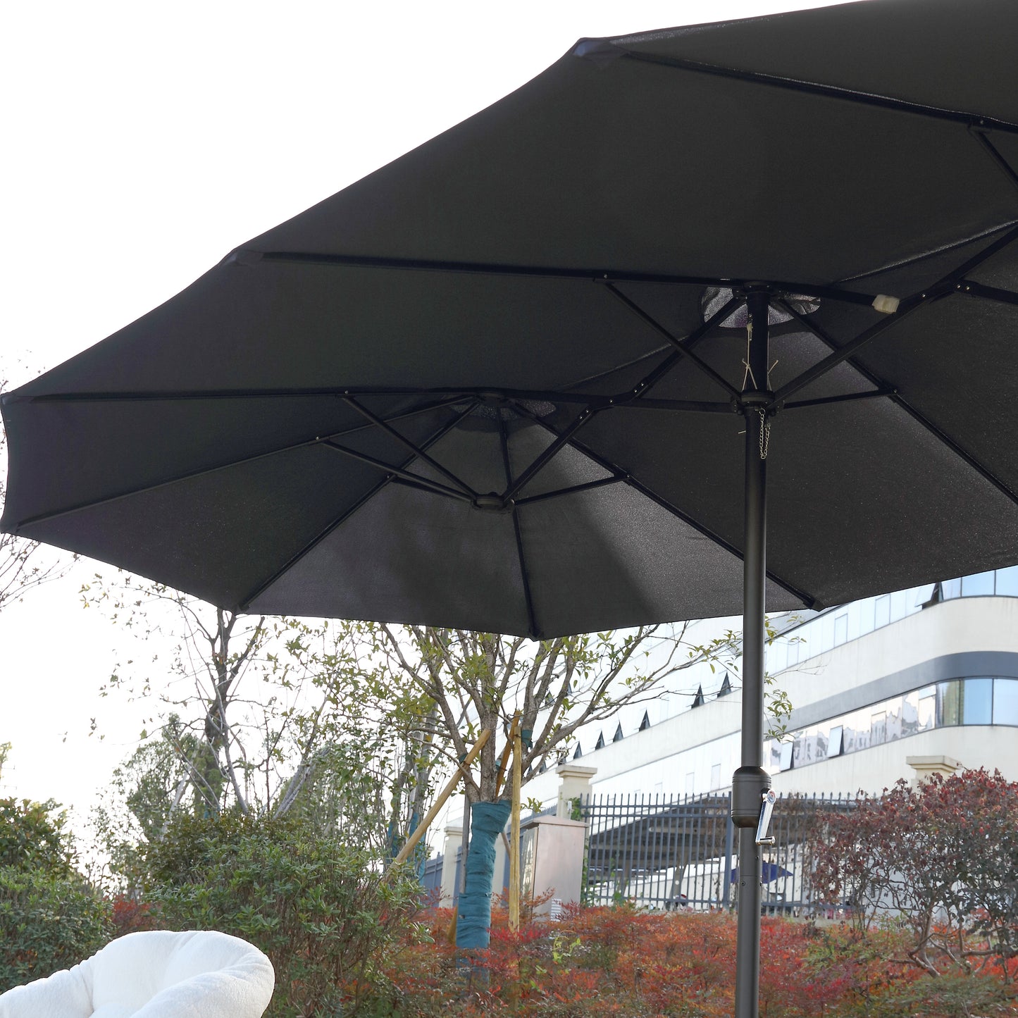 14.8 Ft Double Sided Outdoor Umbrella Rectangular Large with Crank ( Navy blue )