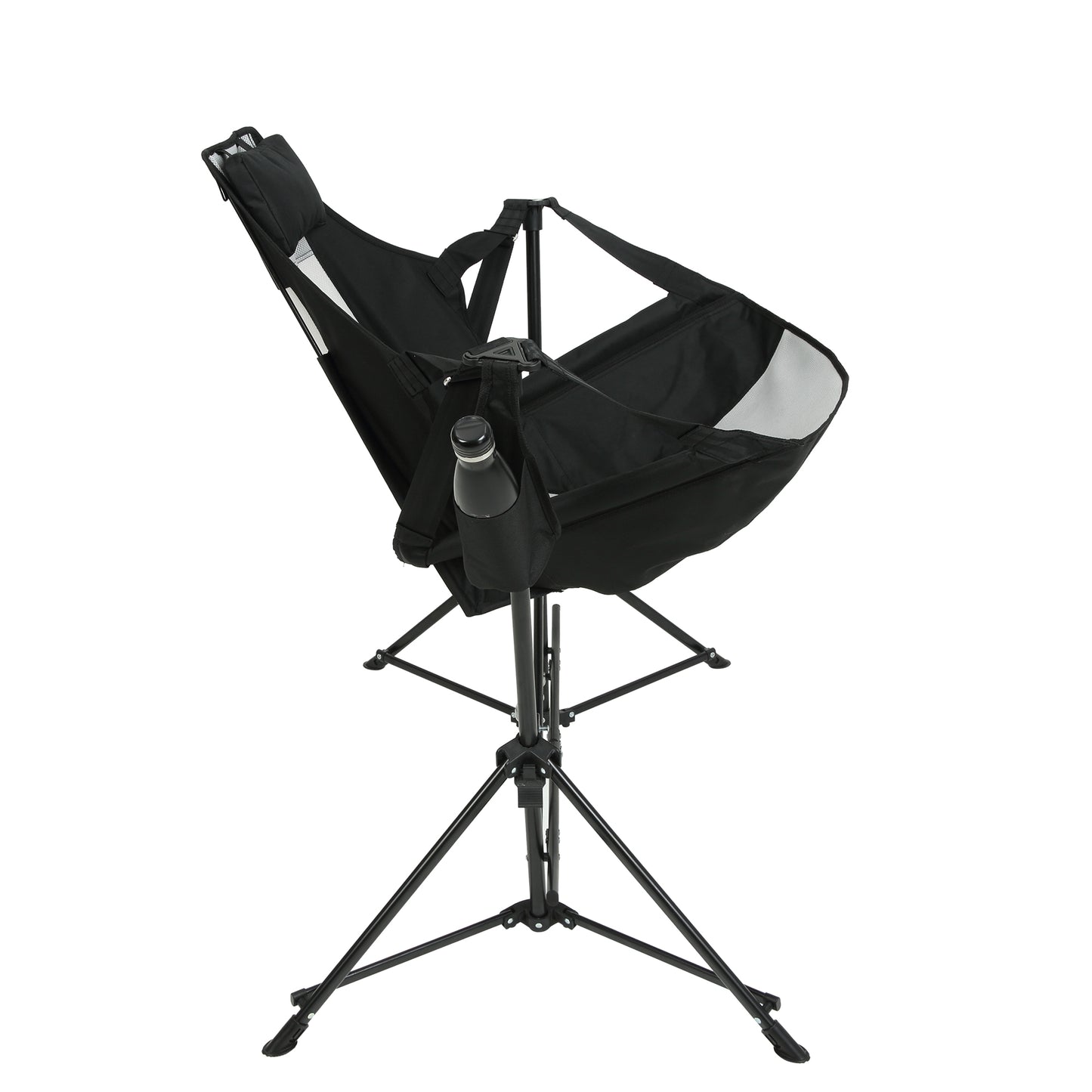 Hammock Camping Chair, Folding Portable Rocking Chair, Aluminum Alloy Adjustable Back Swinging Chair with Pillow Cup Holder, Recliner with Carry Bag for Outdoor Travel Lawn Backyard, Black (2pcs)
