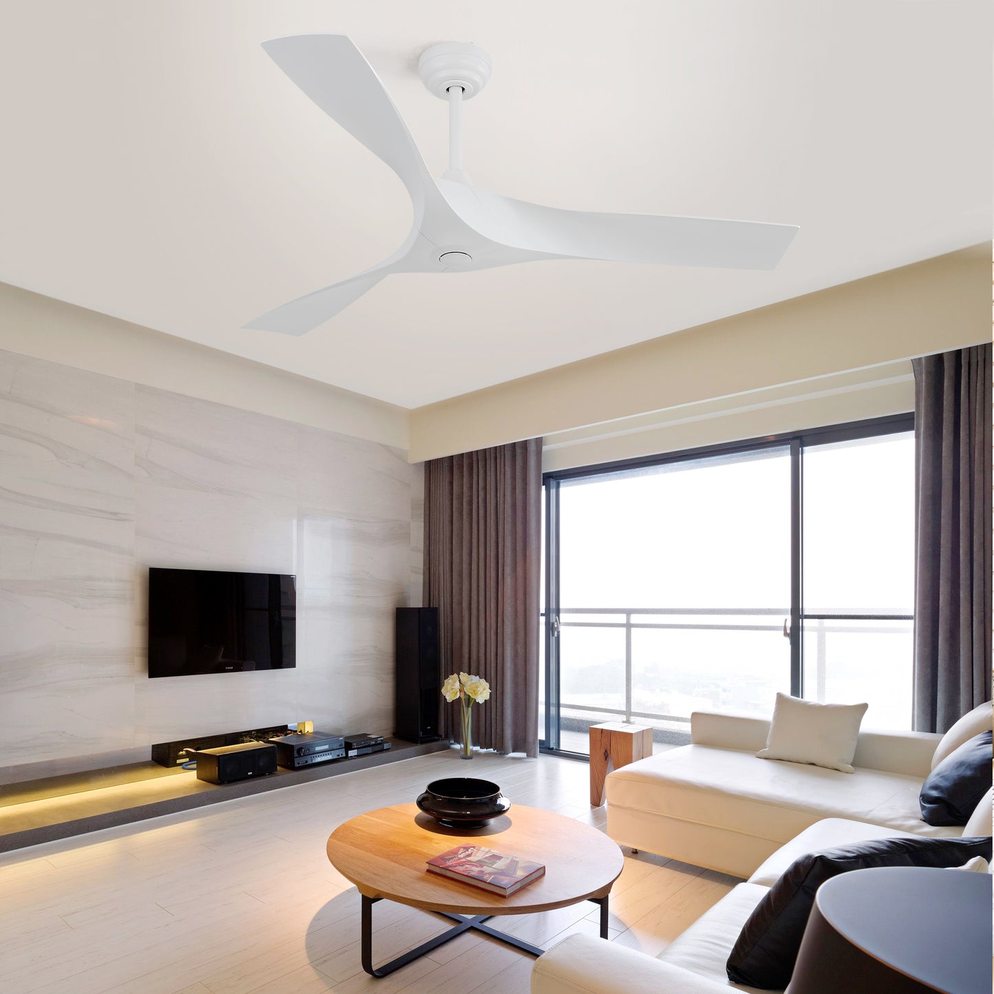 52 Inch Ceiling Fan Without Light, with Remote Control 6 Speed Quiet Reversible DC Motor