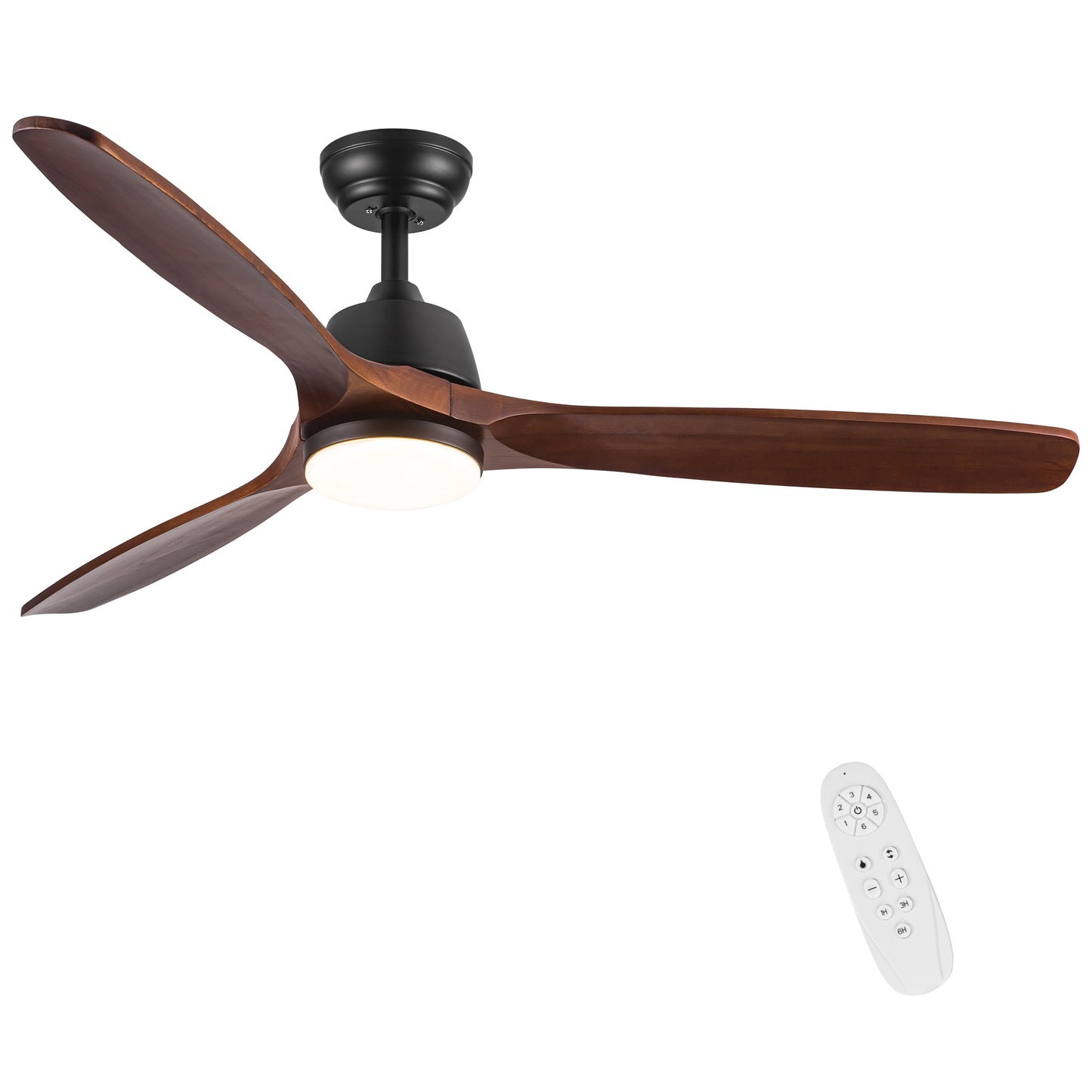 52" YUHAO Farmhouse Rustic LED Ceiling Fan with Remote Control