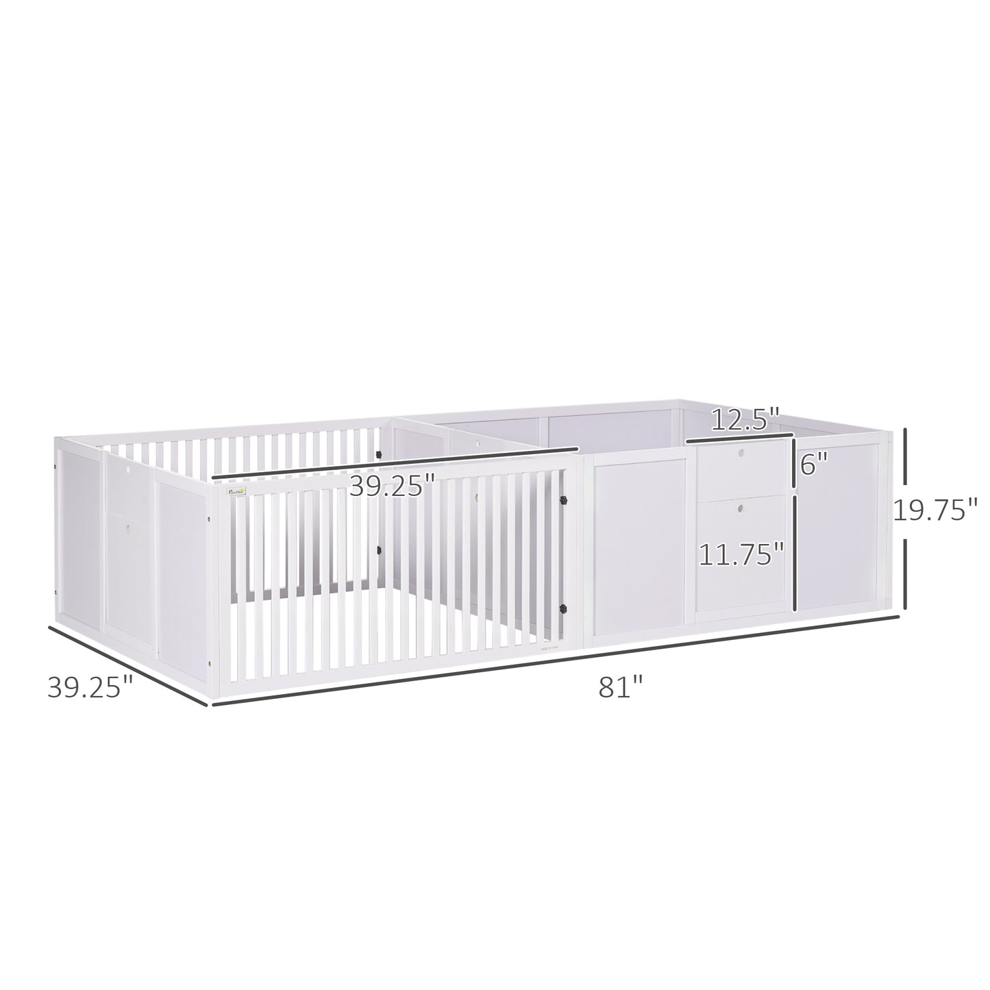 PawHut Whelping Box for Dogs Built for Mother's Comfort, Dog Whelping Pen with Removable Doors, Puppy Playpen for Indoors, Newborn Puppy Supplies & Essentials, 81" x 39" x 20", White