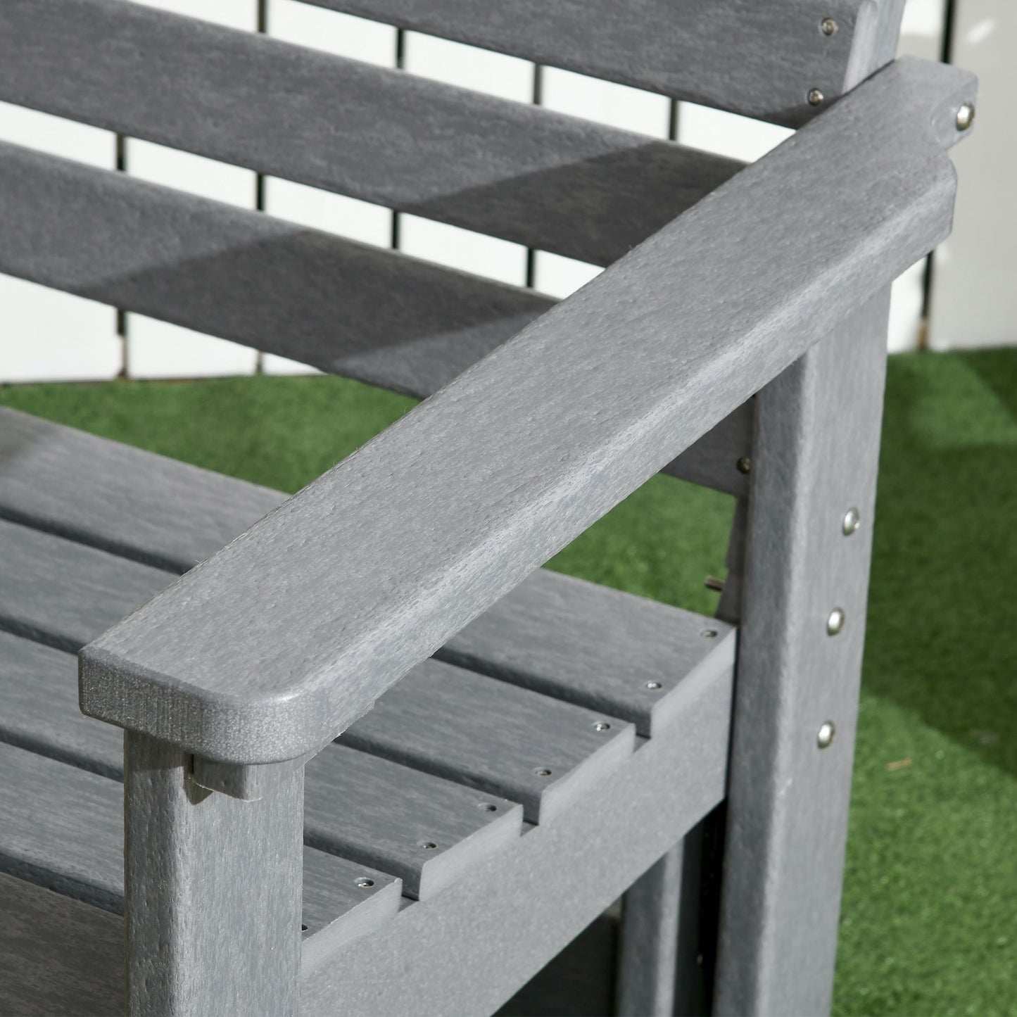 Outsunny 2-Person Outdoor Glider Bench Patio Double Swing Rocking Chair Loveseat w/ Slatted HDPE Frame for Backyard Garden Porch, Light Gray