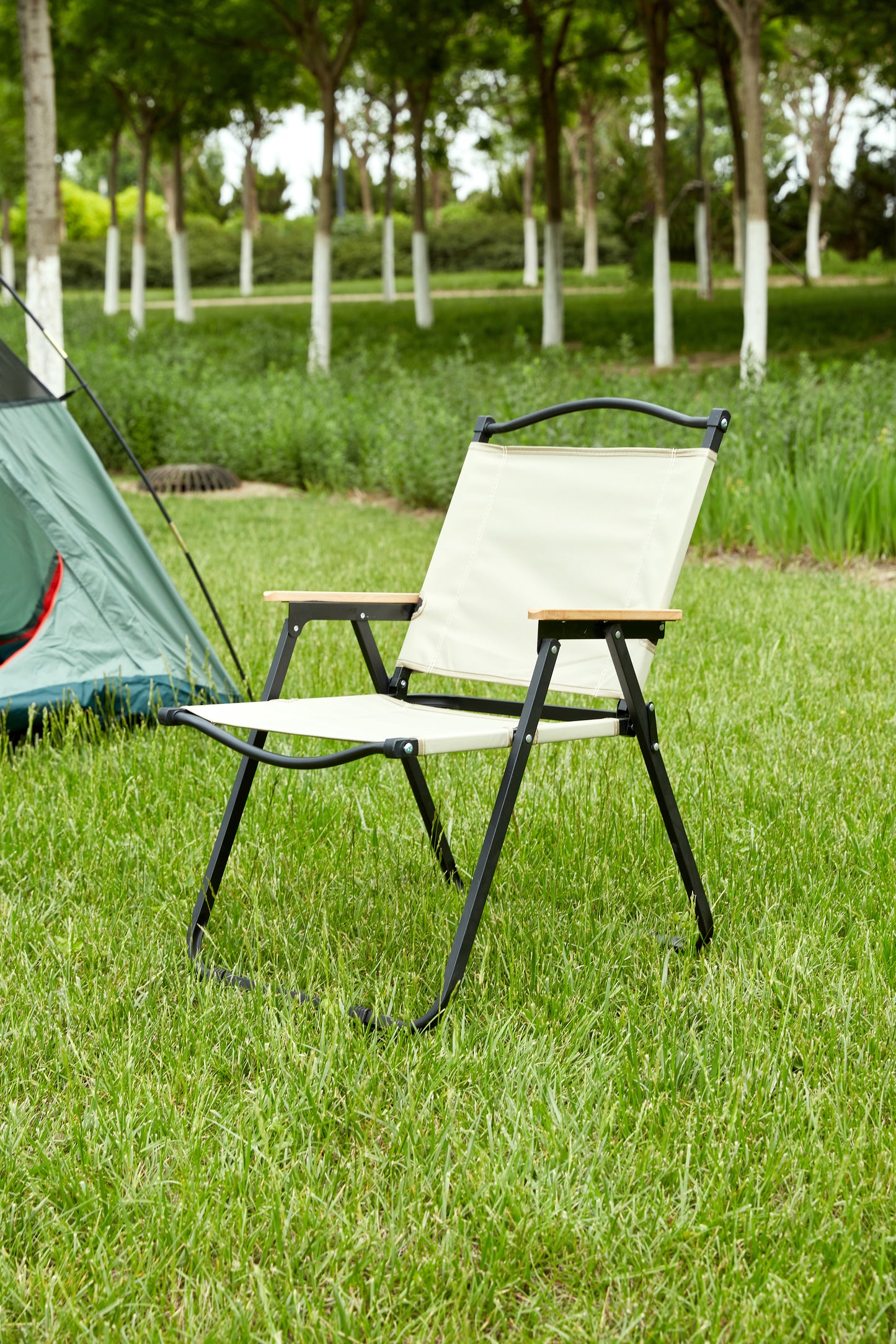 1-Piece Folding Outdoor Chair for Indoor, Outdoor Camping, Picnics, Beach,Backyard, BBQ, Party, Patio, Beige