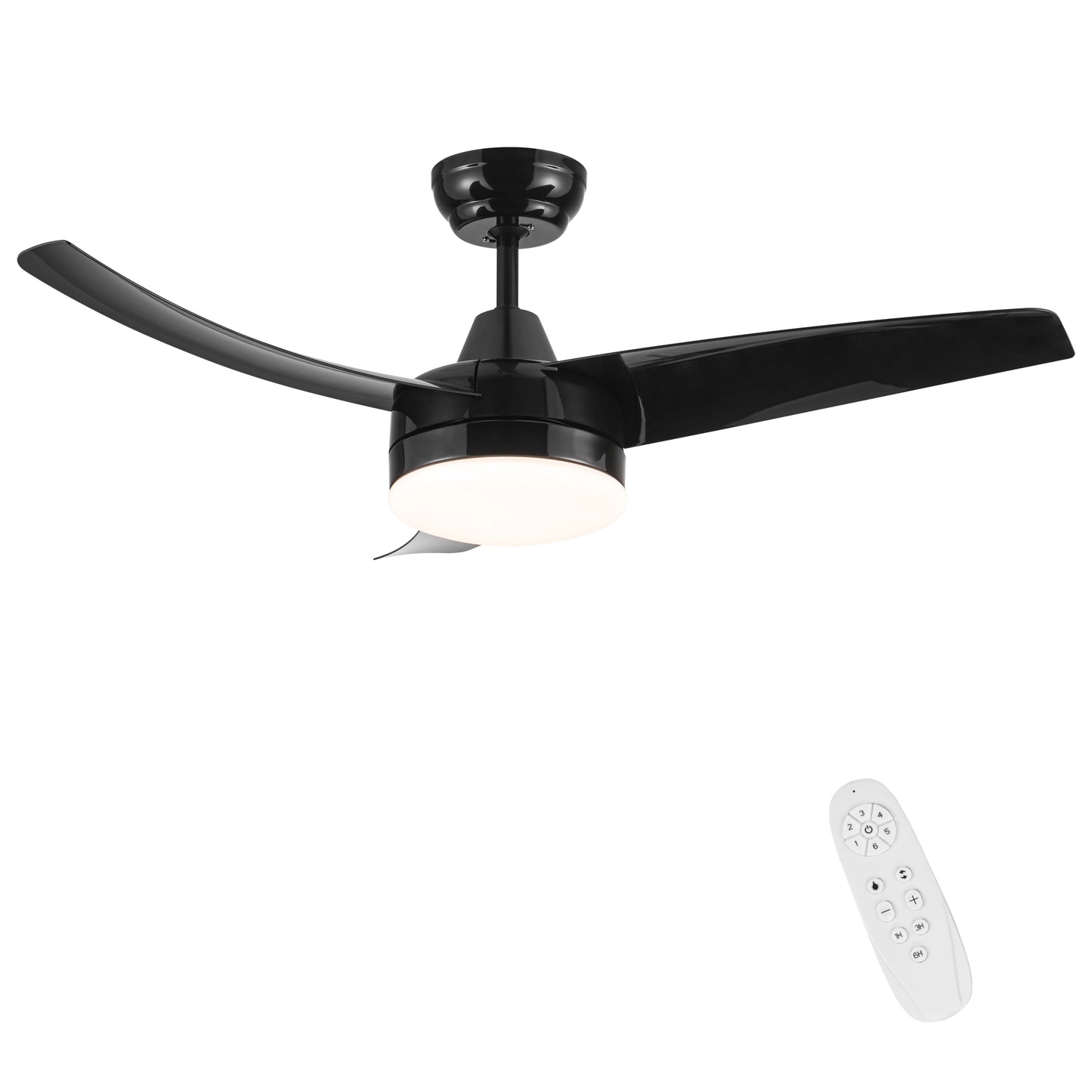 42-Inch 3-Blade Matte Black DC Motor Modern Contemporary LED Ceiling Fan-42 in x 42 in x 10.34 in