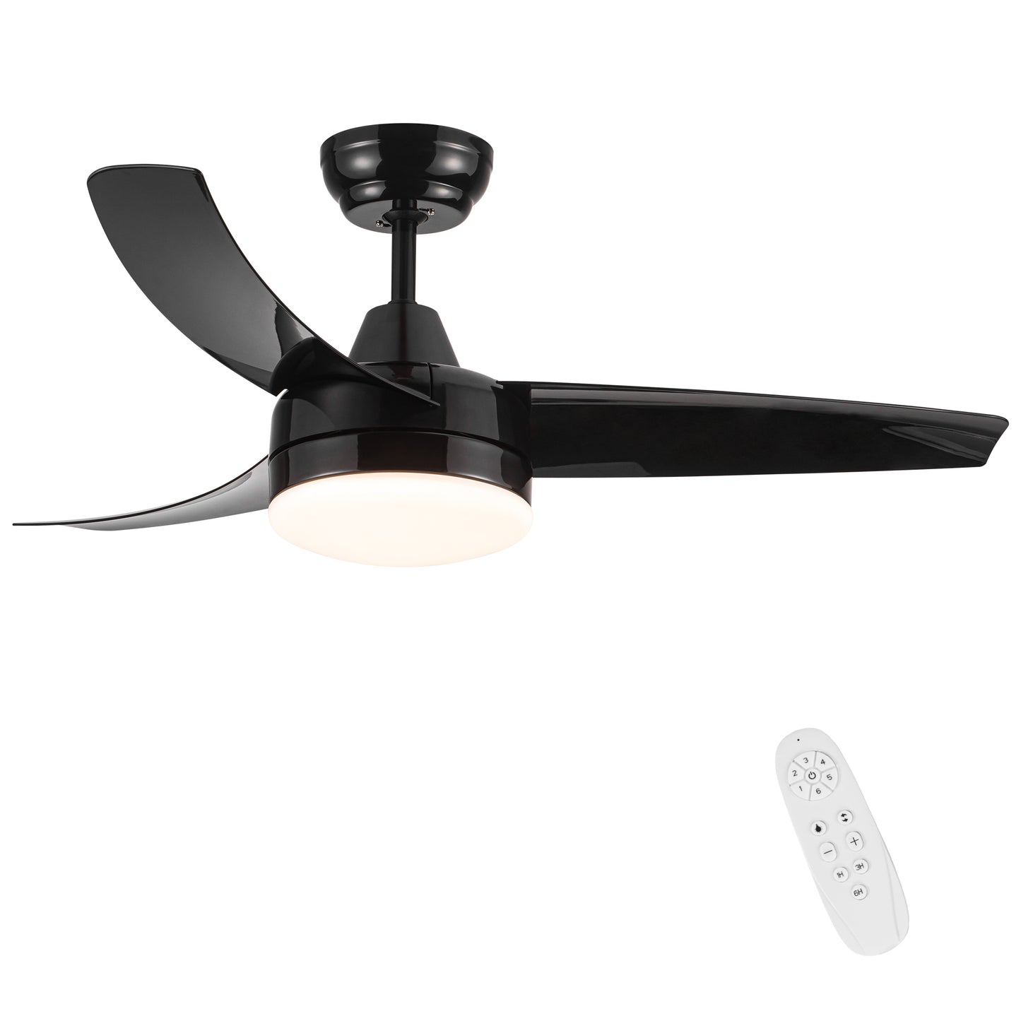42-Inch 3-Blade Matte Black DC Motor Modern Contemporary LED Ceiling Fan-42 in x 42 in x 10.34 in
