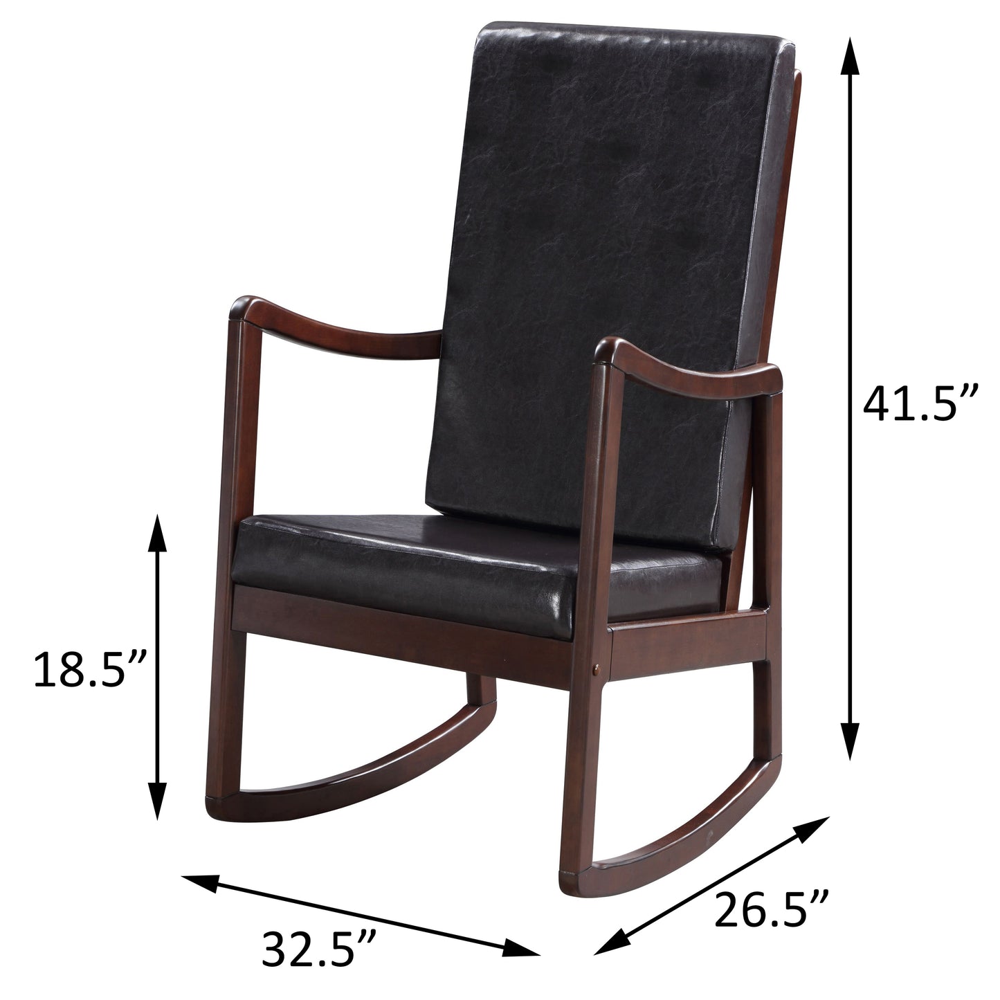 Dark Brown and Espresso Rocking Chair with Armrest