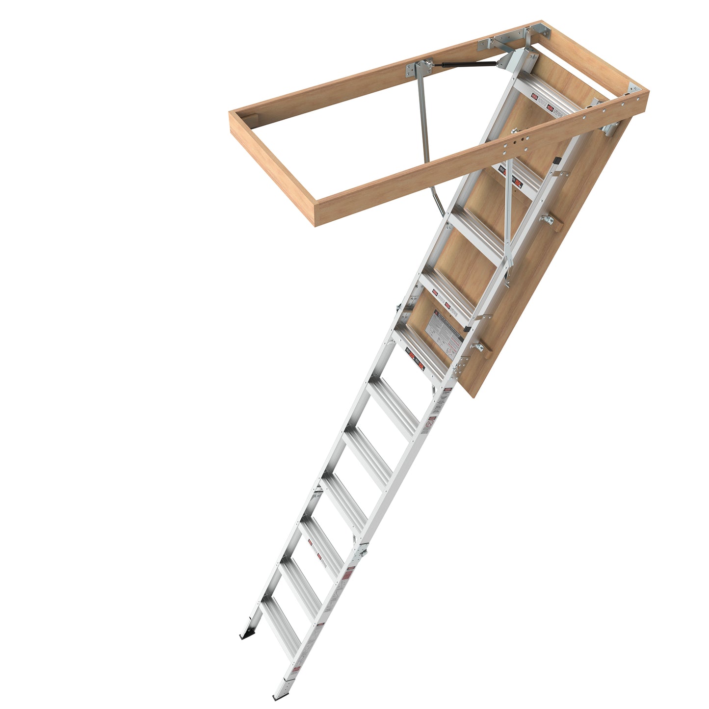 Household Aluminum Attic Ladder 25" x 54" ,350lbs Capacity, 7-10 ft Ceiling Height