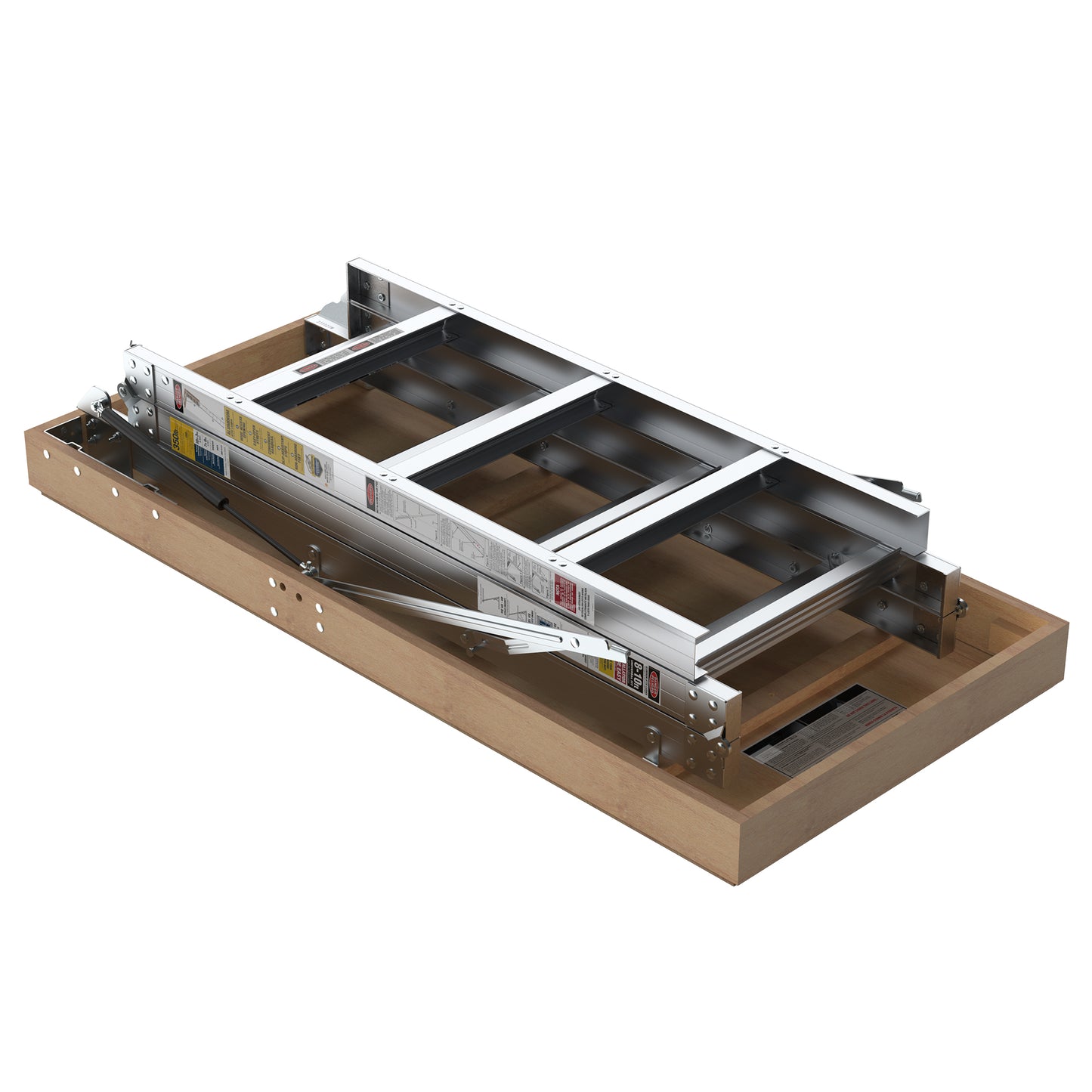 Household Aluminum Attic Ladder 25" x 54" ,350lbs Capacity, 7-10 ft Ceiling Height