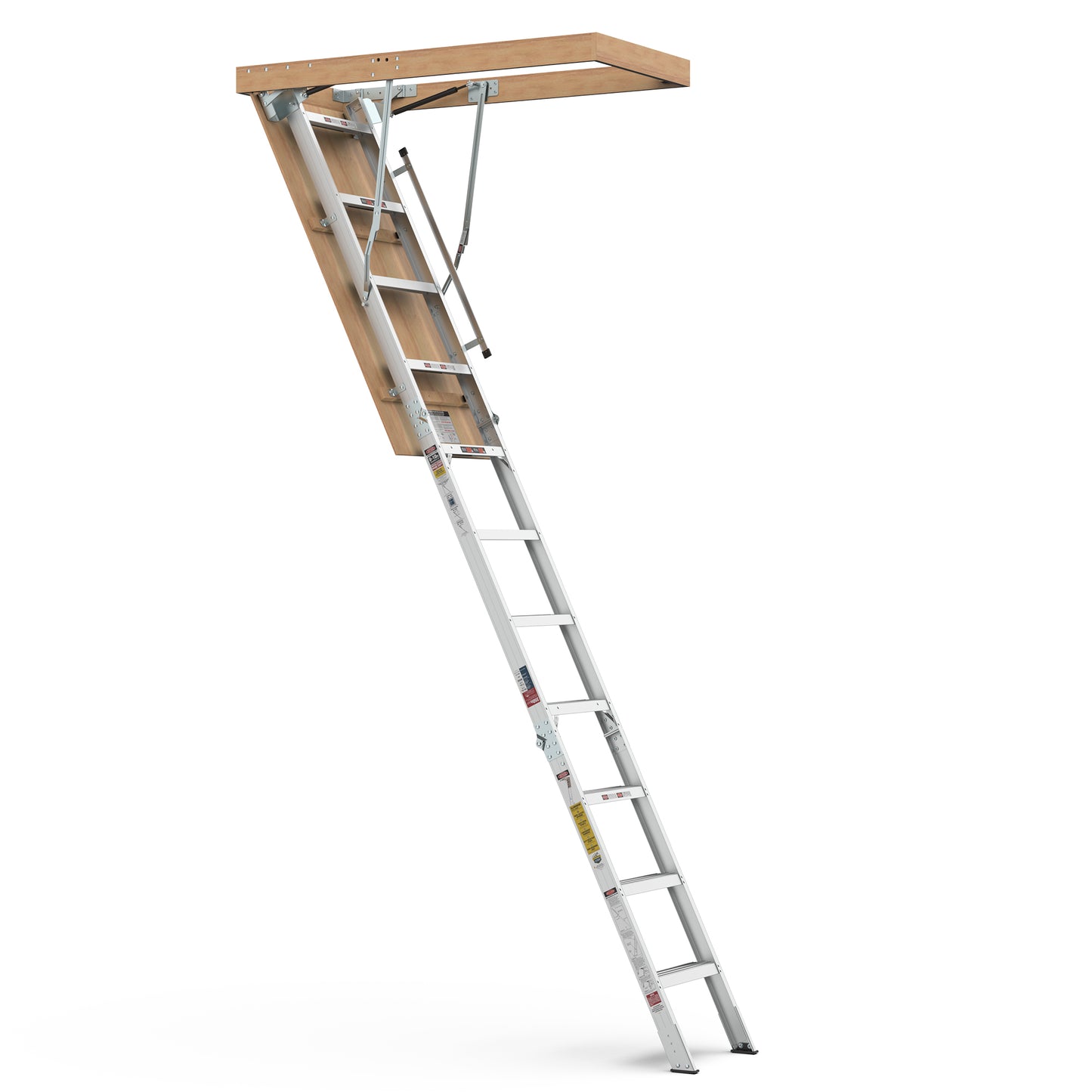 Household Aluminum Attic Ladder 25" x 54" ,350lbs Capacity, 7-10 ft Ceiling Height