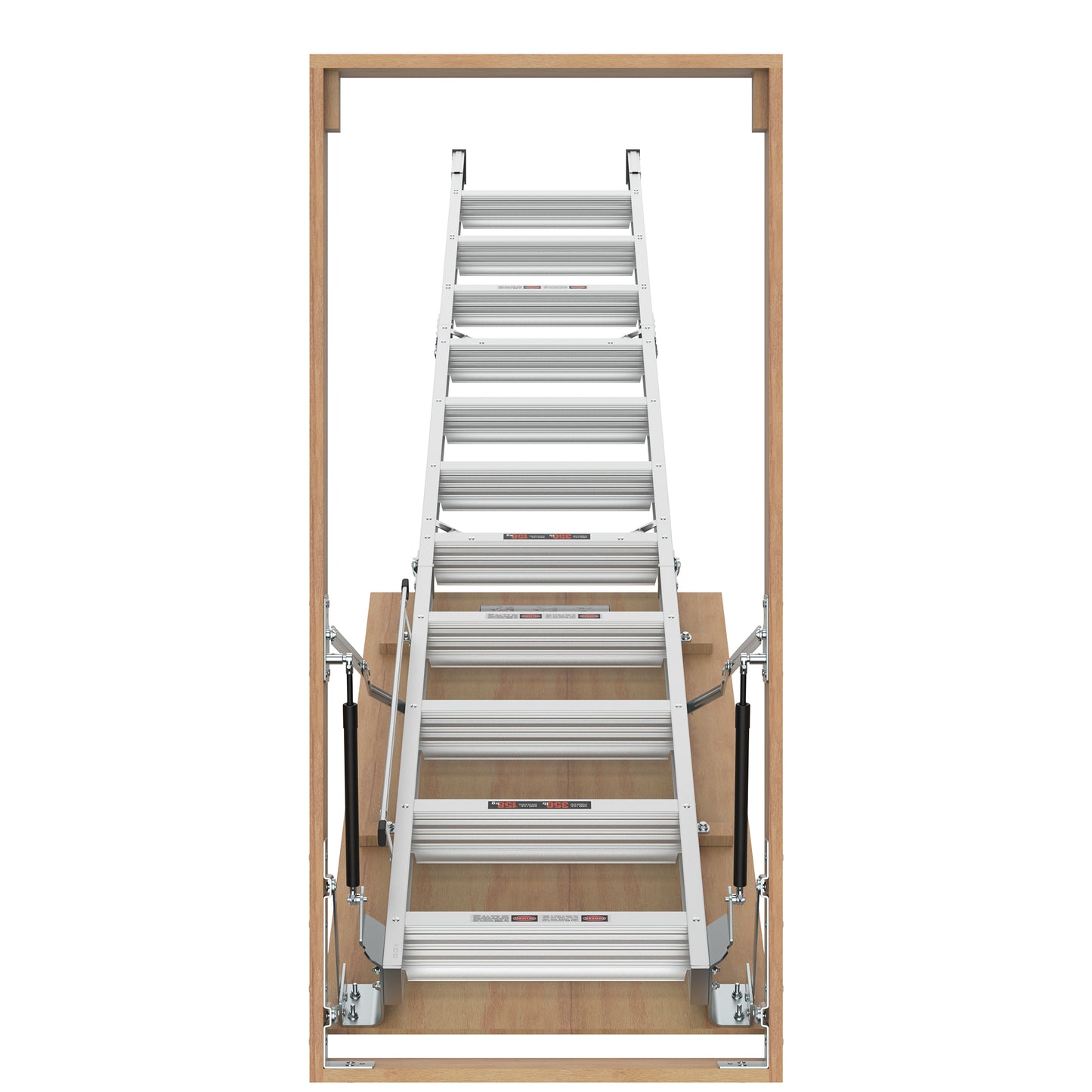 Household Aluminum Attic Ladder 25" x 54" ,350lbs Capacity, 7-10 ft Ceiling Height