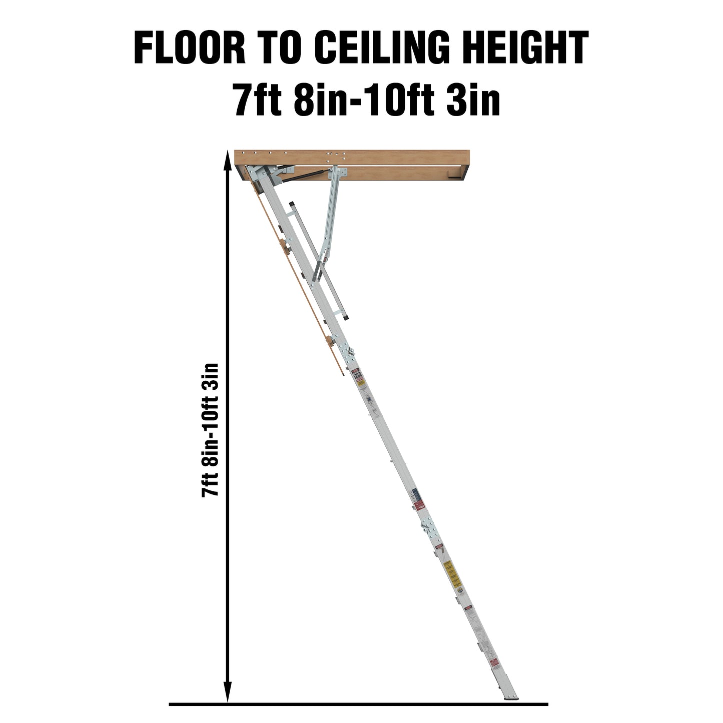 Household Aluminum Attic Ladder 25" x 54" ,350lbs Capacity, 7-10 ft Ceiling Height