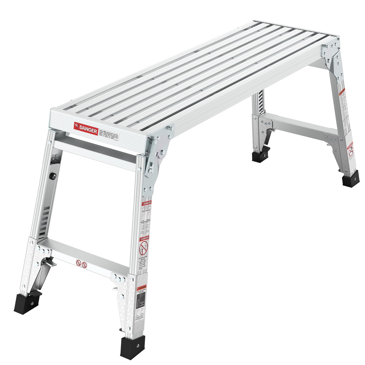 Aluminum Work Platform Large Size Step Stool Folding Portable Work Bench 40" Width Telescopic Feet 22" -27.5" Height Adjustable