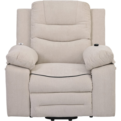 Massage Recliner,Power Lift Chair for Elderly with Adjustable Massage and Heating Function,Recliner Chair with Infinite Position and Side Pocket for Living Room ,Beige