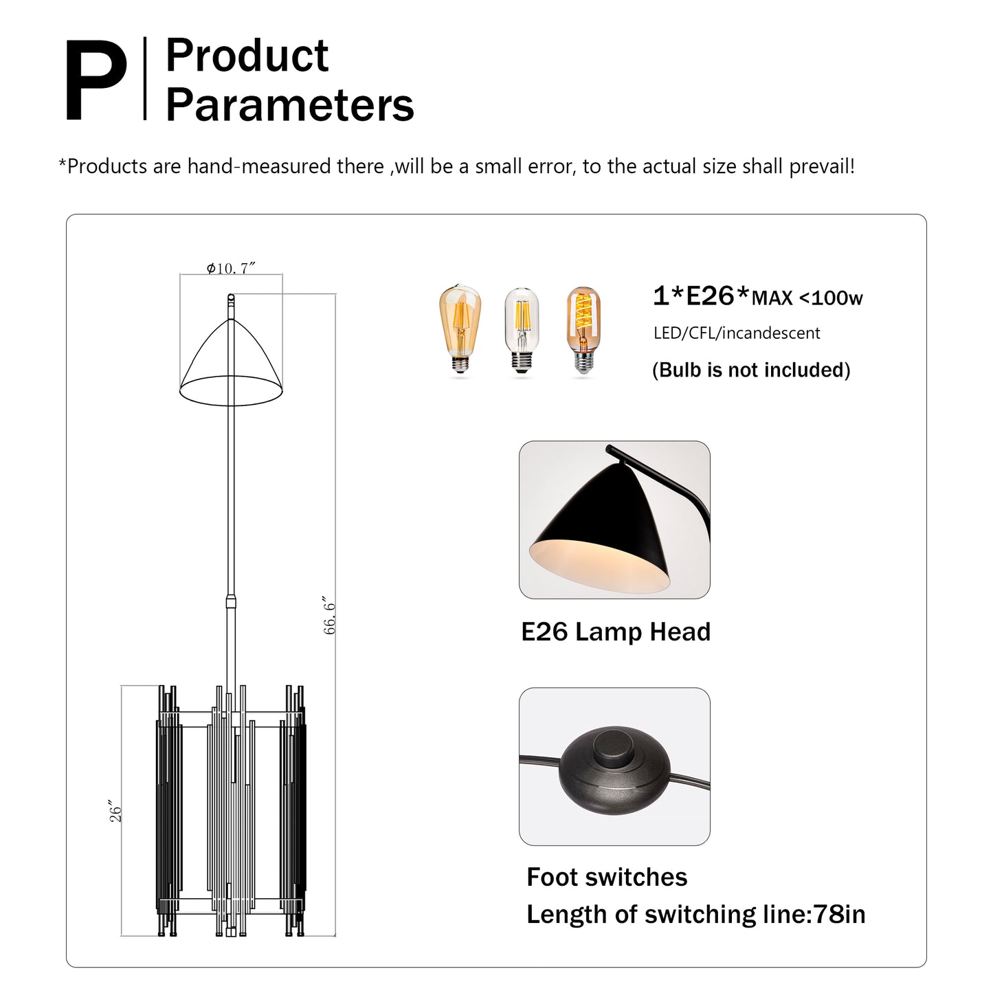 Luxury Shelves Floor Lamp for Living Room with Metal Lampshade, Standing Lamp Tall Industrial Floor Lamp Reading for Bedroom, Office (E26 No Included Bulb) -Matte Gold+Matte Black
