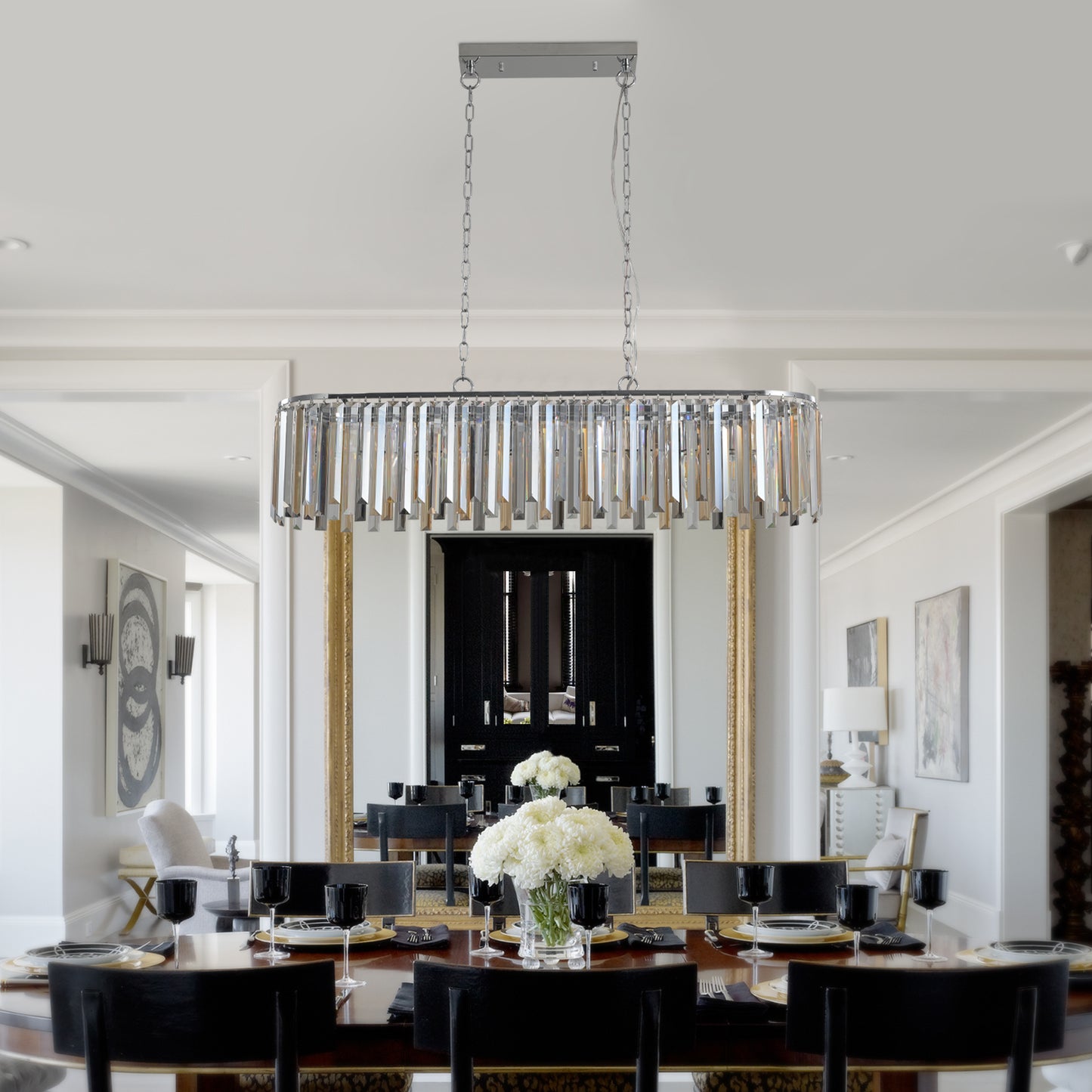 Modern Oval Crystal ceiling chandelier Luxury Home Decor Light Fixture (No Bulbs)