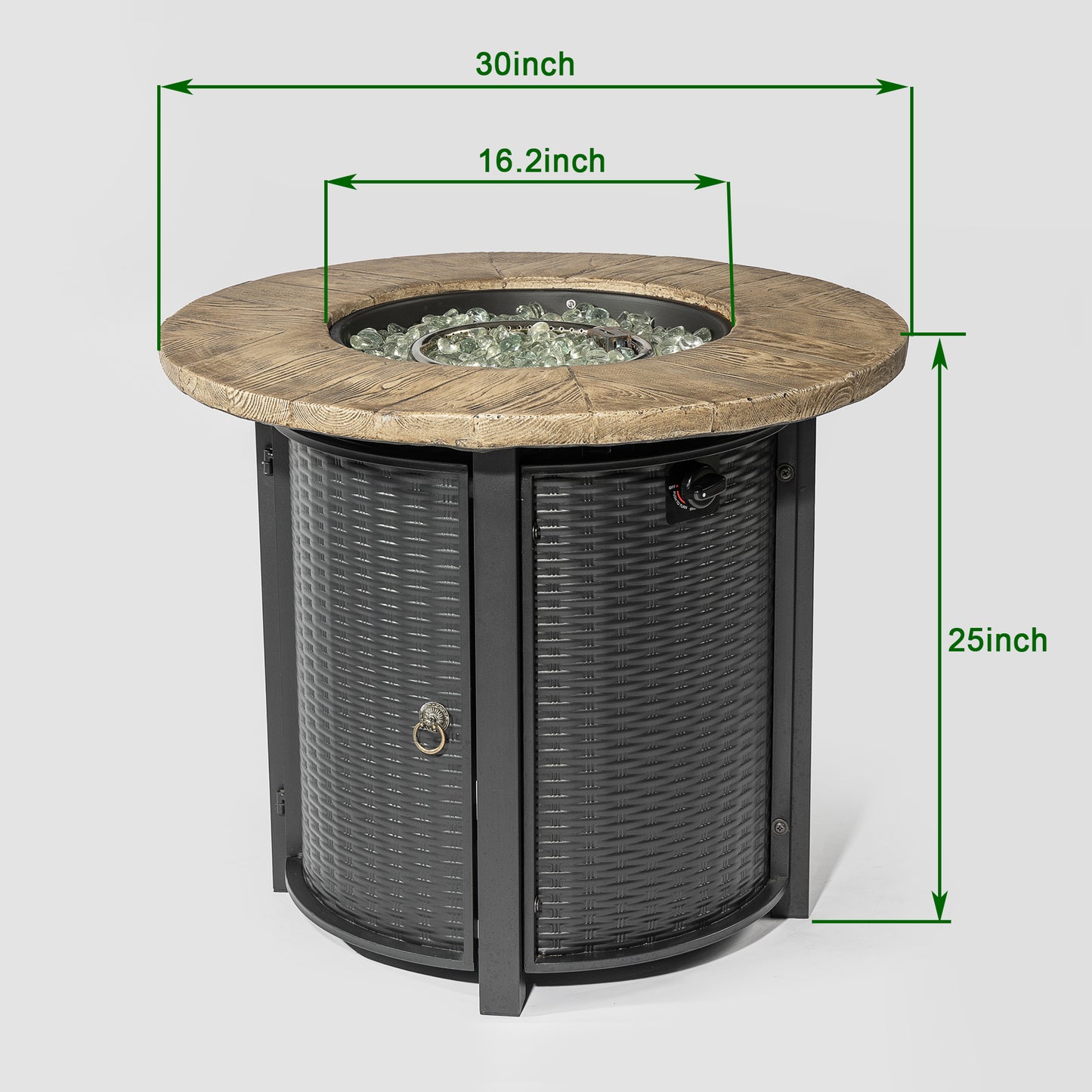 30inch Round Fire Pit Table Propane Fire Table with Lava Rocks