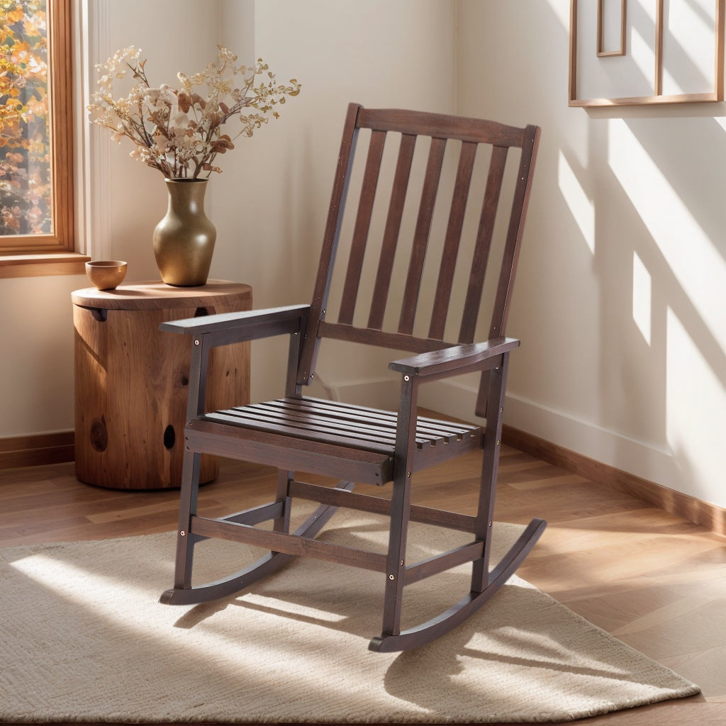 Acacia Wood Outdoor Rocking Chiar, Patio Rocker for Front Porch, Deck, Indoor