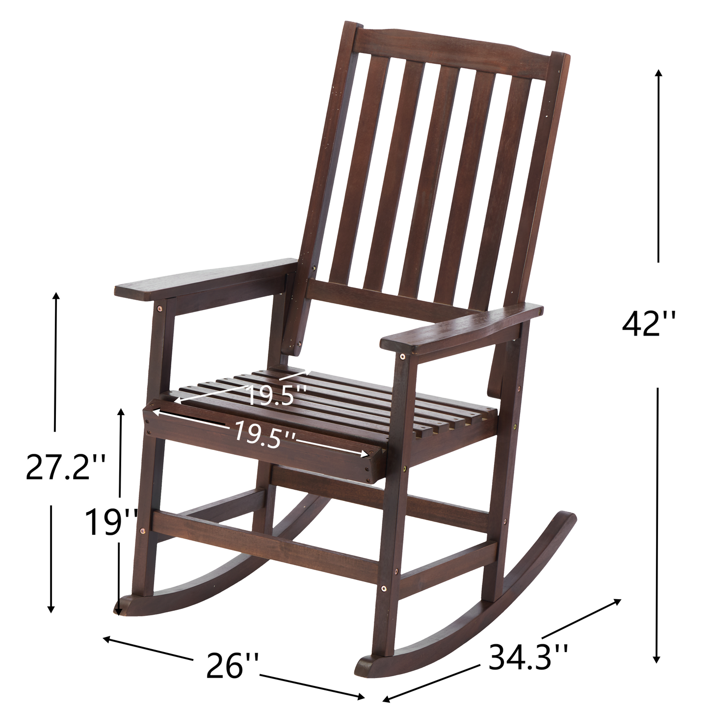 Acacia Wood Outdoor Rocking Chiar, Patio Rocker for Front Porch, Deck, Indoor