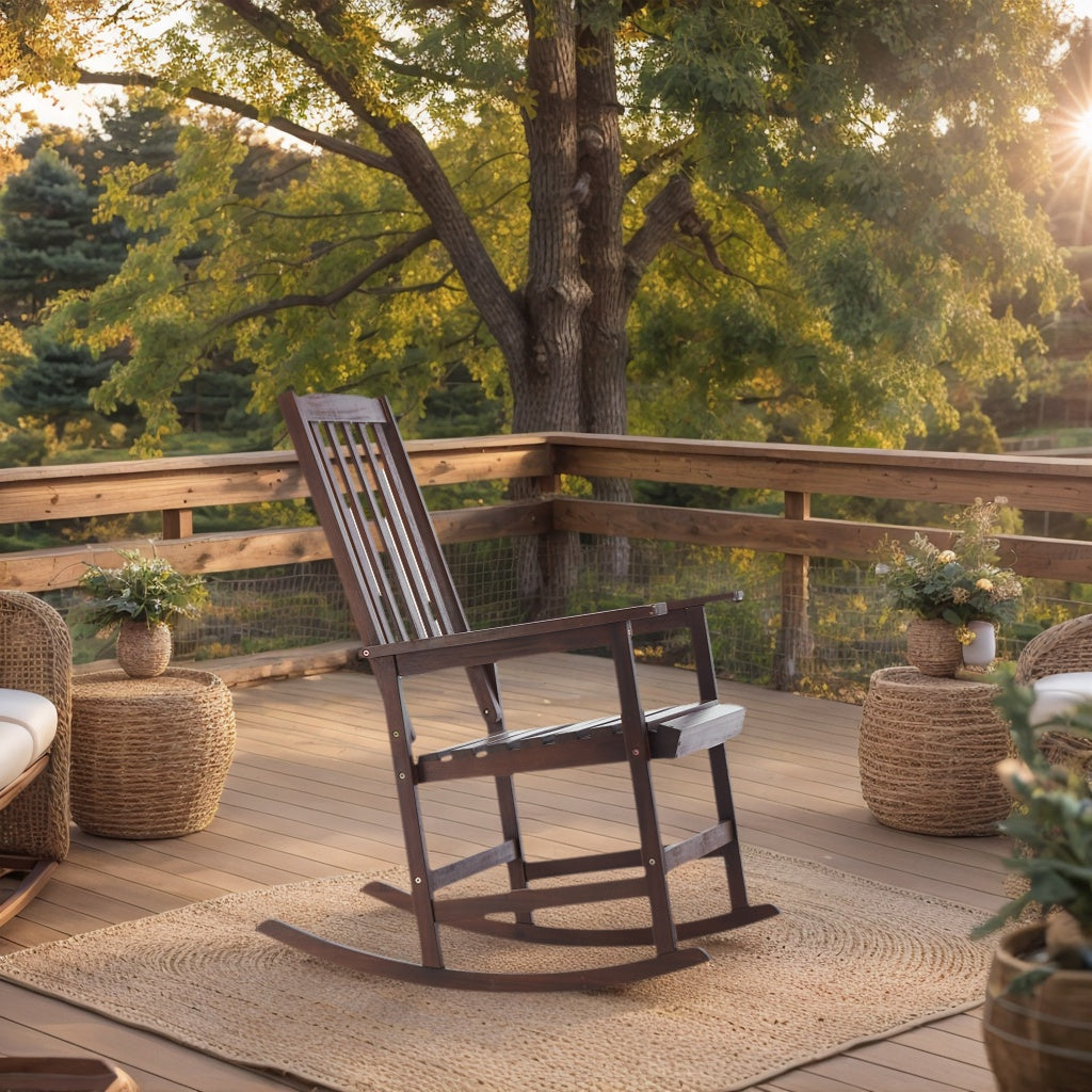 Acacia Wood Outdoor Rocking Chiar, Patio Rocker for Front Porch, Deck, Indoor