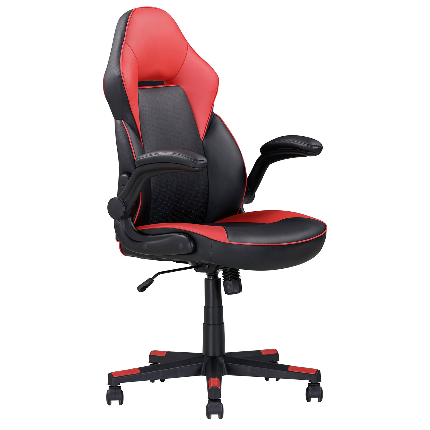 Adjustable Faux Leather Ergonomic Gaming Chair, Computer Desk/Office Chair, Black/Red