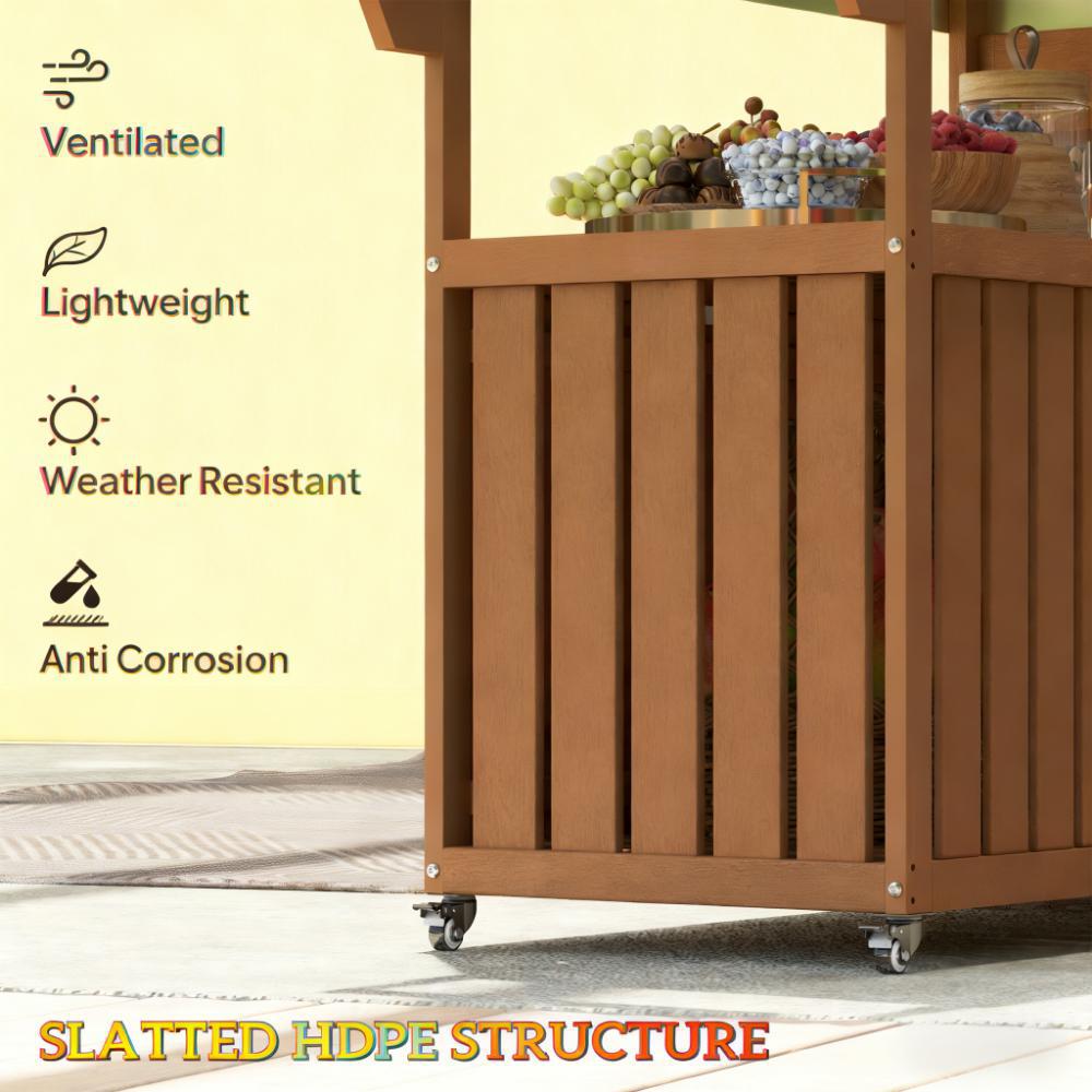Easy to Move Outdoor Table Top,Outdoor Bar Cart with Storage,Wheeled Kitchen Island for Food Prep