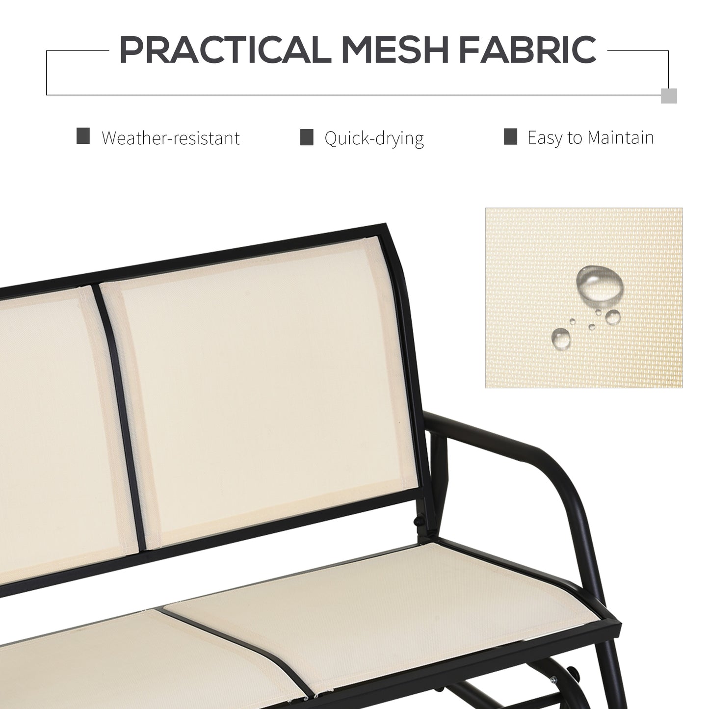 Outsunny 2-Person Outdoor Glider Bench, Patio Double Swing Rocking Chair Loveseat w/Powder Coated Steel Frame for Backyard Garden Porch, Beige
