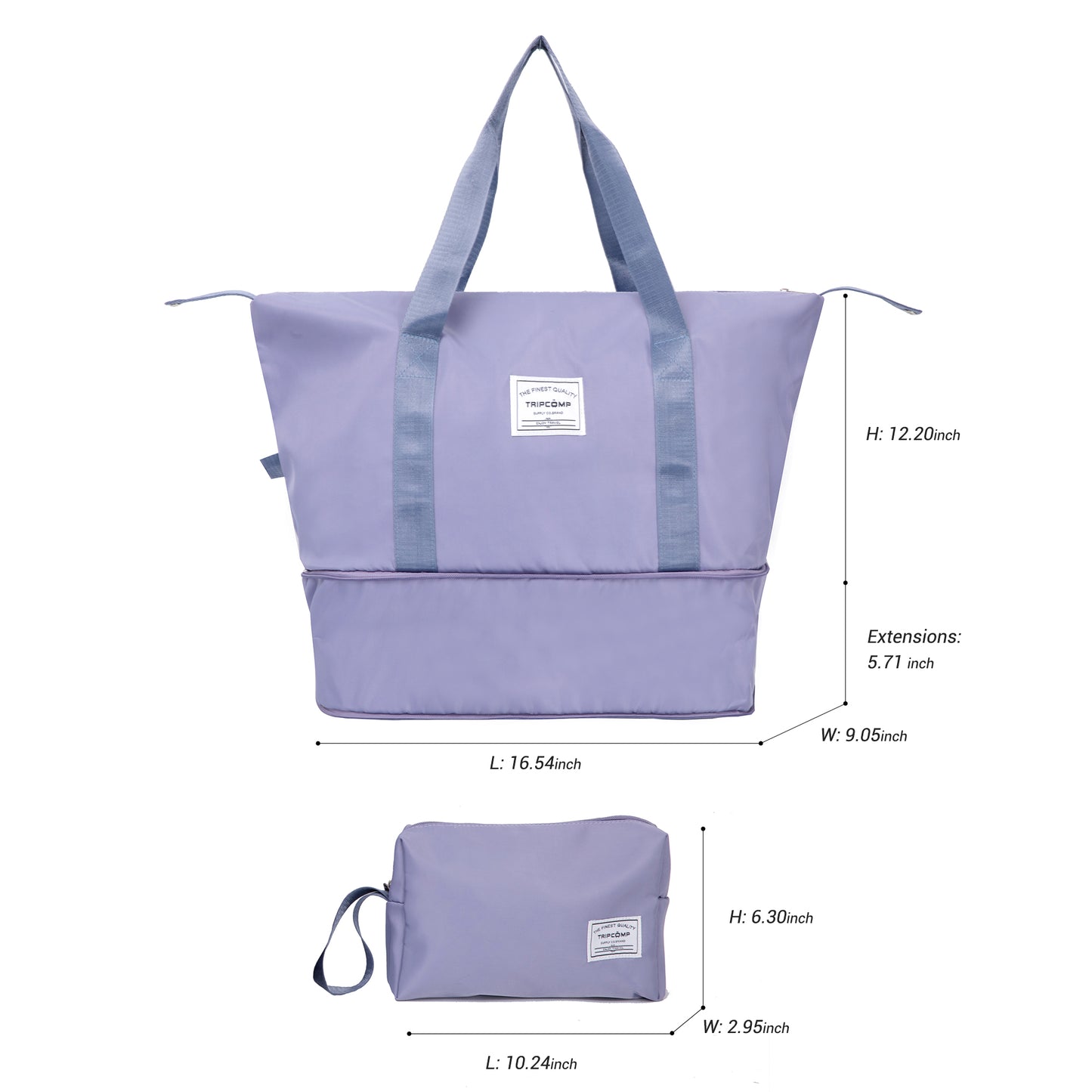 Luggage set of 5 pieces, expandable hard PC luggage set with TSA lock for rotating wheels, lightweight rolling luggage for men and women, Light Purple